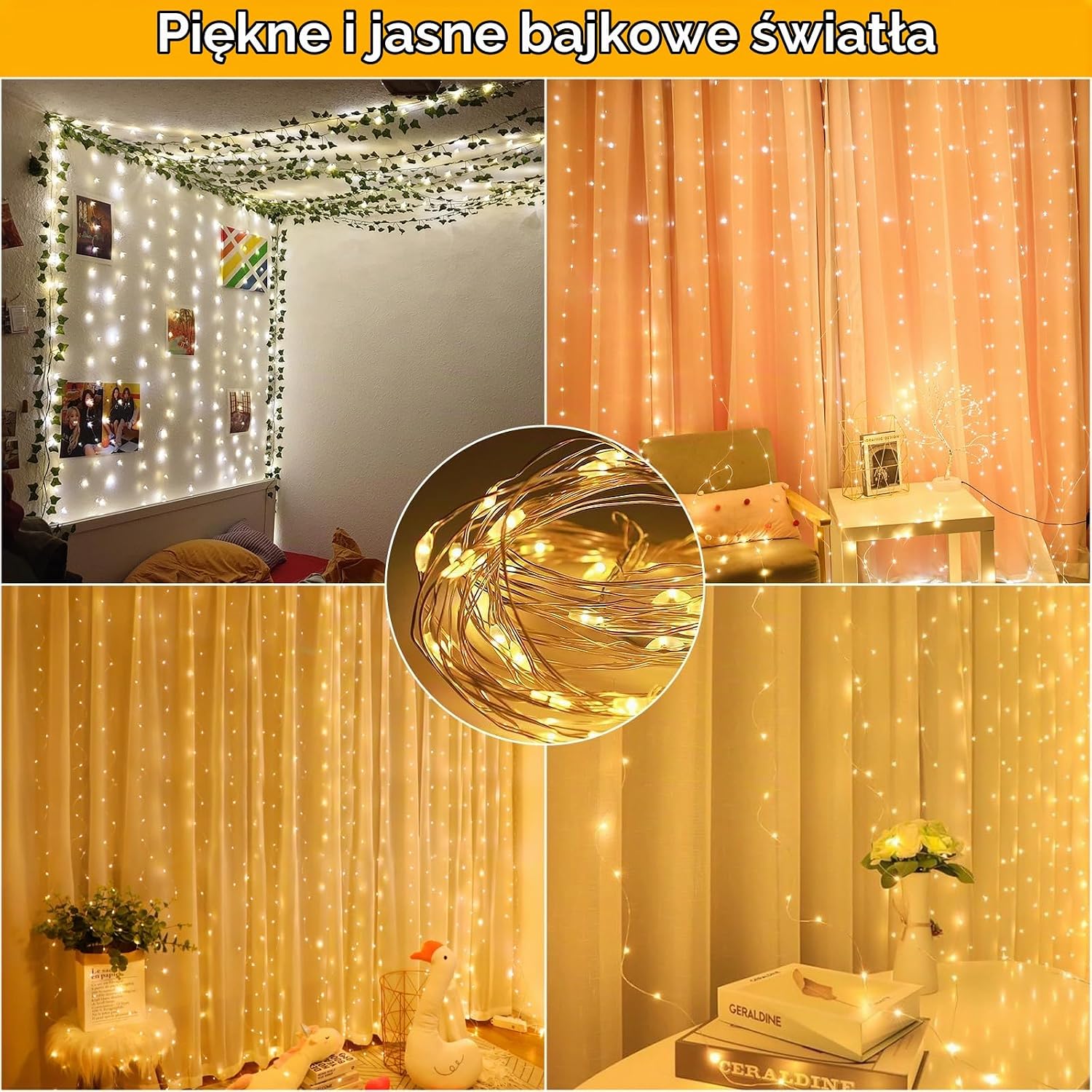 Thumbnail 6 de A.bigwhale CLD-2 – kurtyna świetlna LED 2 × 2 m, ciepła biel, USB