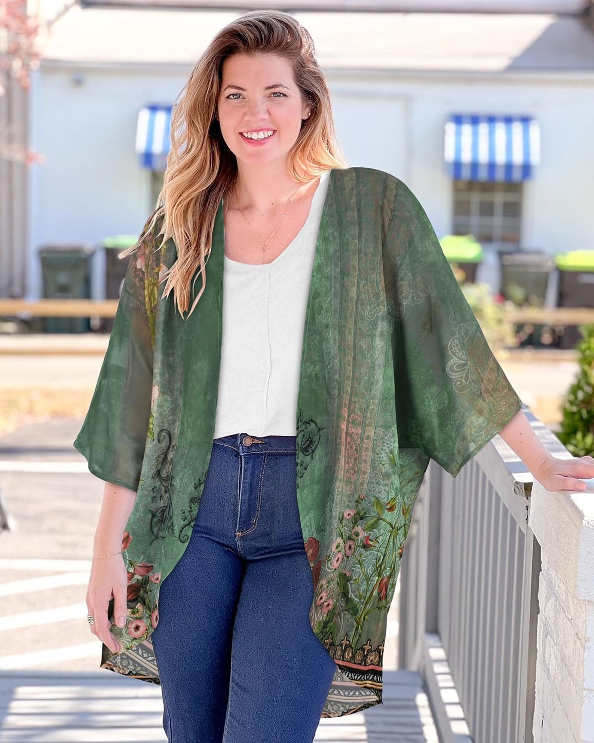 Detalle 2 de CHICGAL Floral Kimono Cardigan for Women