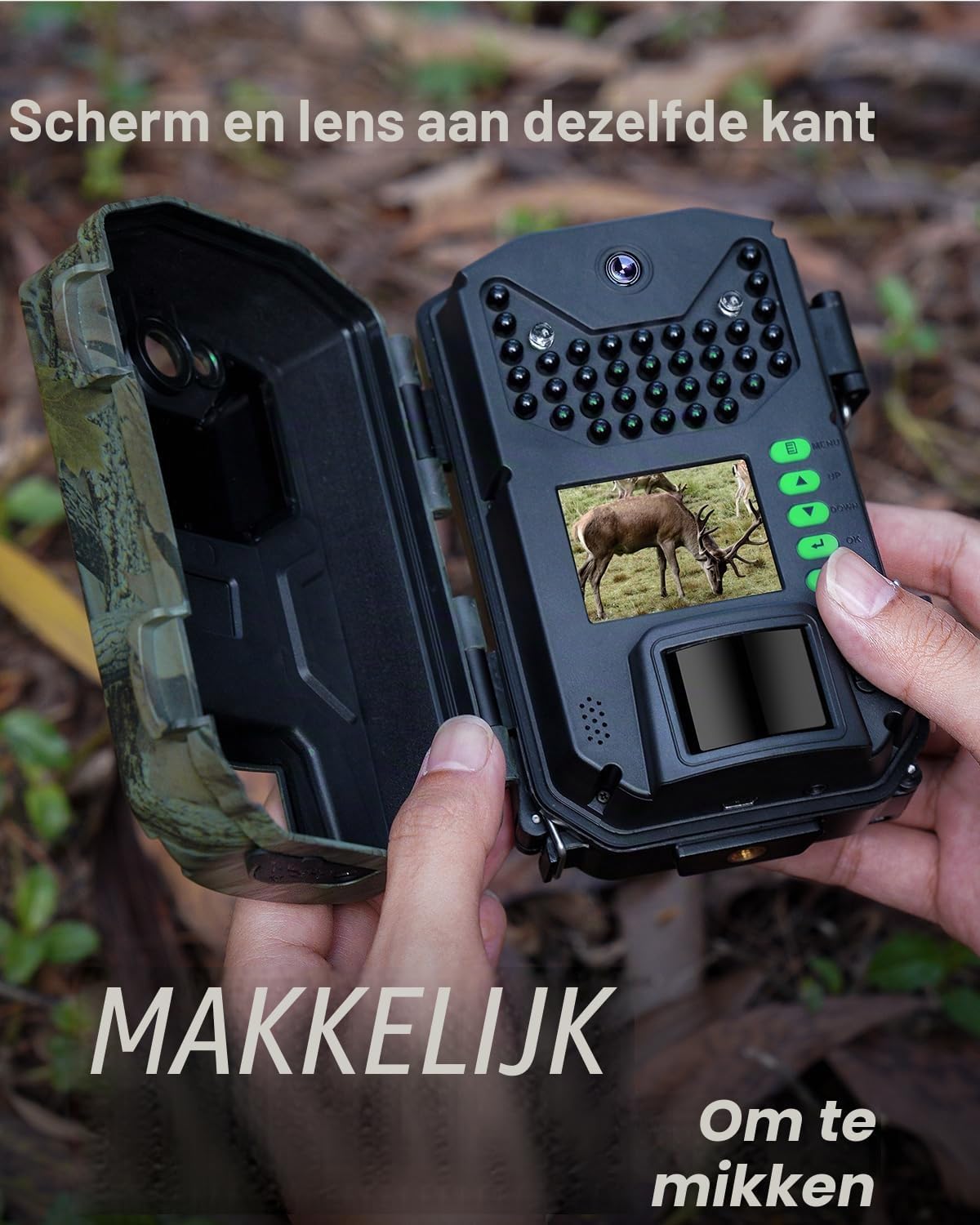 Detalle 1 de iZEEKER iG200 wildcamera met 32 MP, 940nm No-Glow-leds en IP66