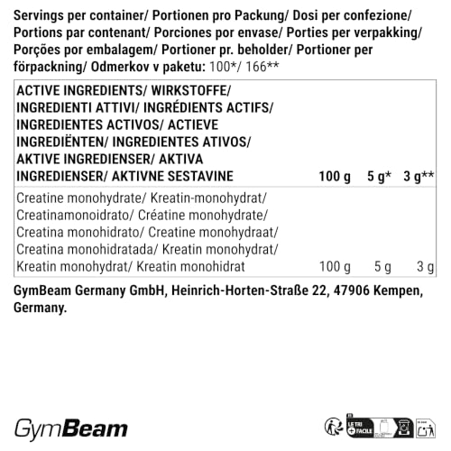 Thumbnail 6 de GymBeam Creatina Monoidrata 100% in Polvere (500 g) – non aromatizzata, alta solubilità