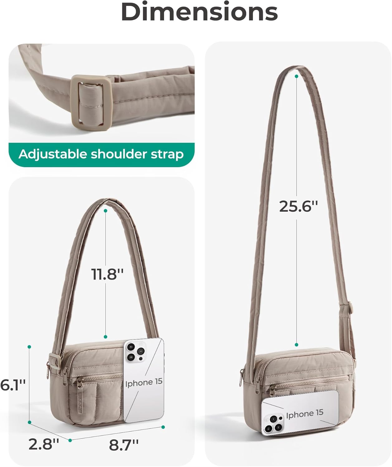 Thumbnail 4 de bagsmart Women’s Crossbody Bag – puffy quilted travel crossbody with RFID card slots