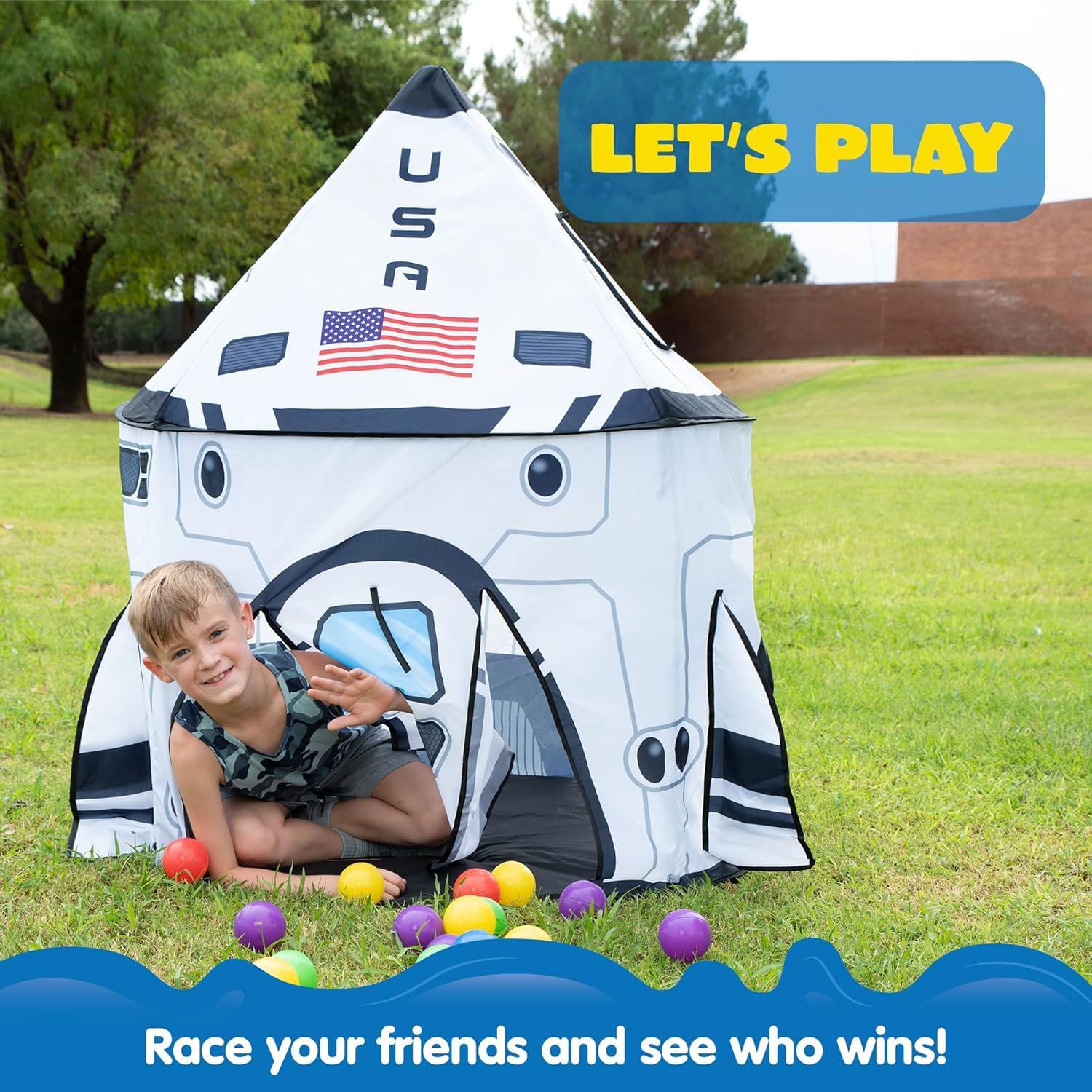 Detalle de JOYIN Kids Play Tent Rocket Ship Pop-Up Play Tent for children (indoor & outdoor)