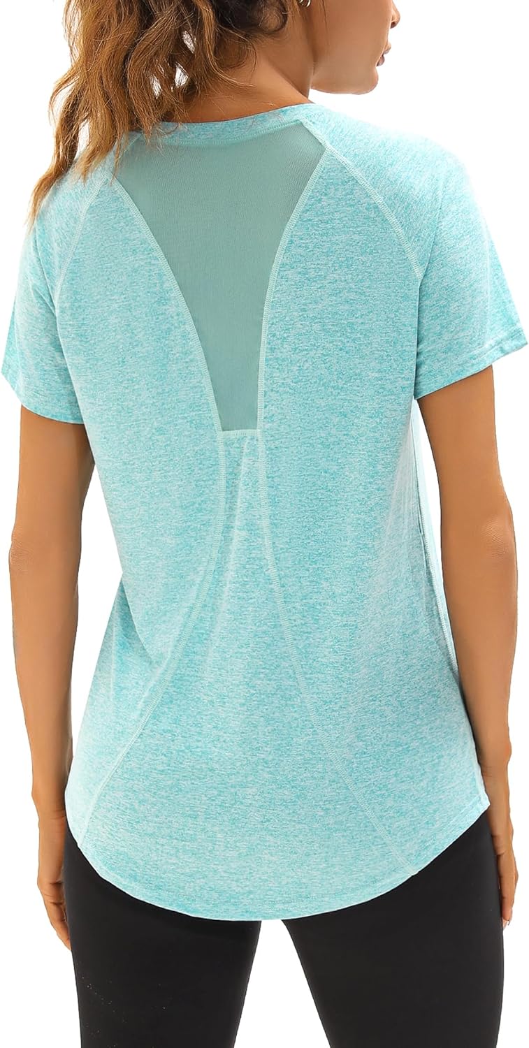 Thumbnail 6 de Wayleb Gym Tops Women: V-Neck Quick-Dry Fitness Tee for Yoga and Running