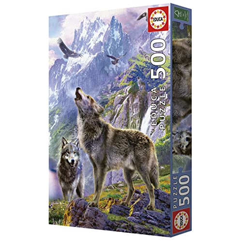Thumbnail 3 de Educa Puzzle 500 Piezas Lobos en Rocas 🐺 Incluye Pegamento Fix Puzzle