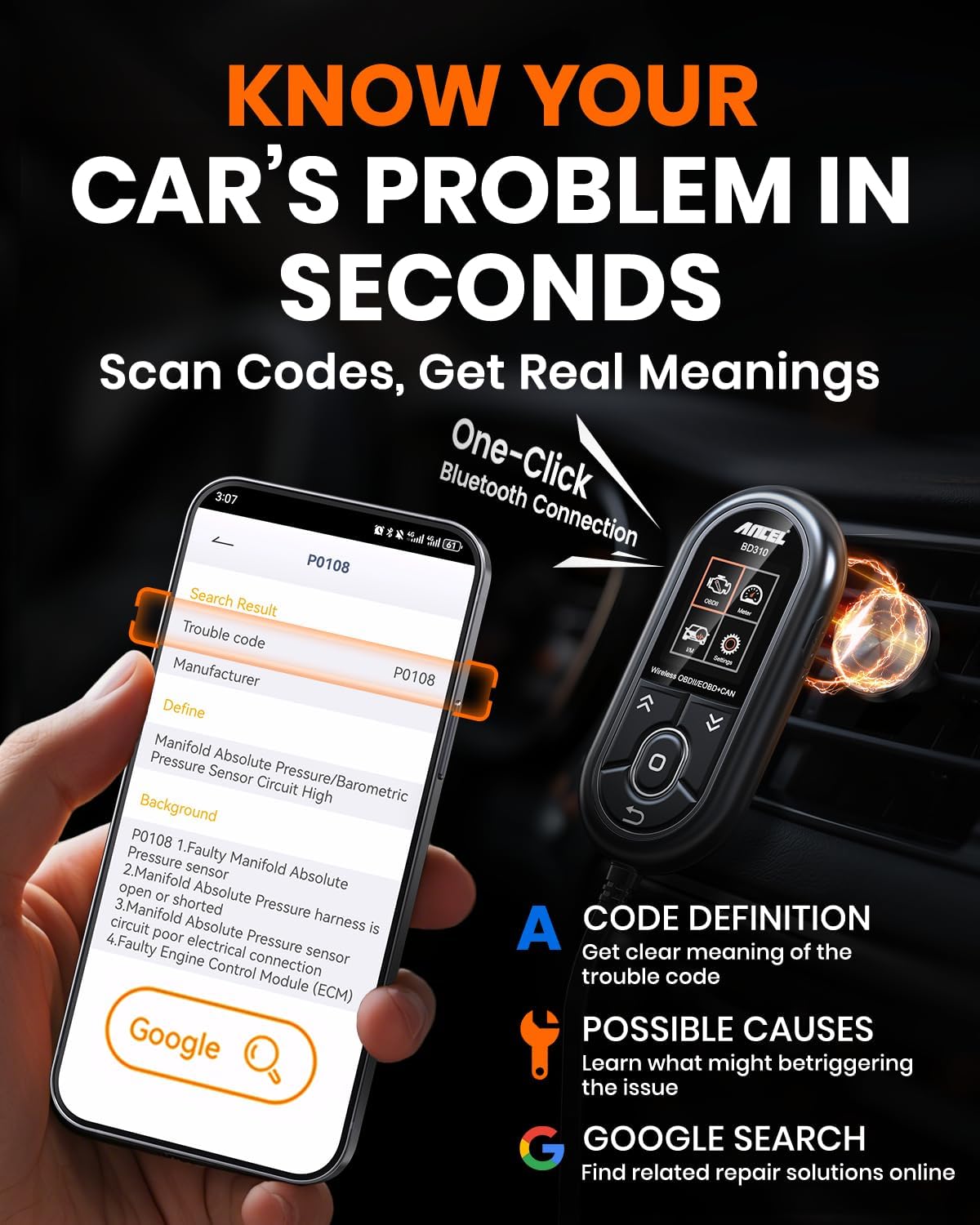 Thumbnail 6 de ANCEL BD310 OBD2 Scanner with Bluetooth 1996+