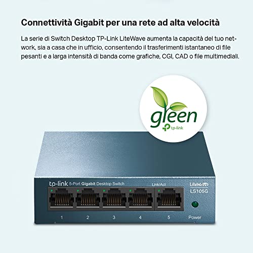 Detalle de TP-Link LS105G: Switch 5 Porte Gigabit con Custodia in Metallo, Desktop