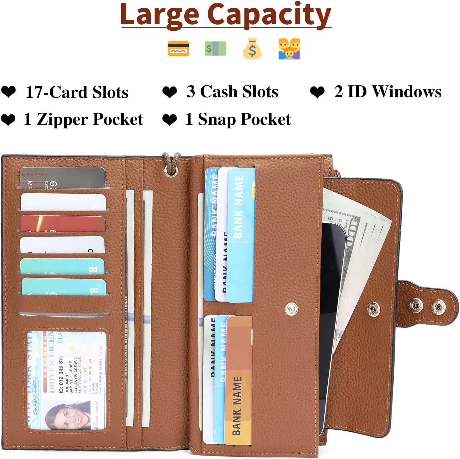 Thumbnail 3 de SENDEFN Purses for Women Large Leather Wallet