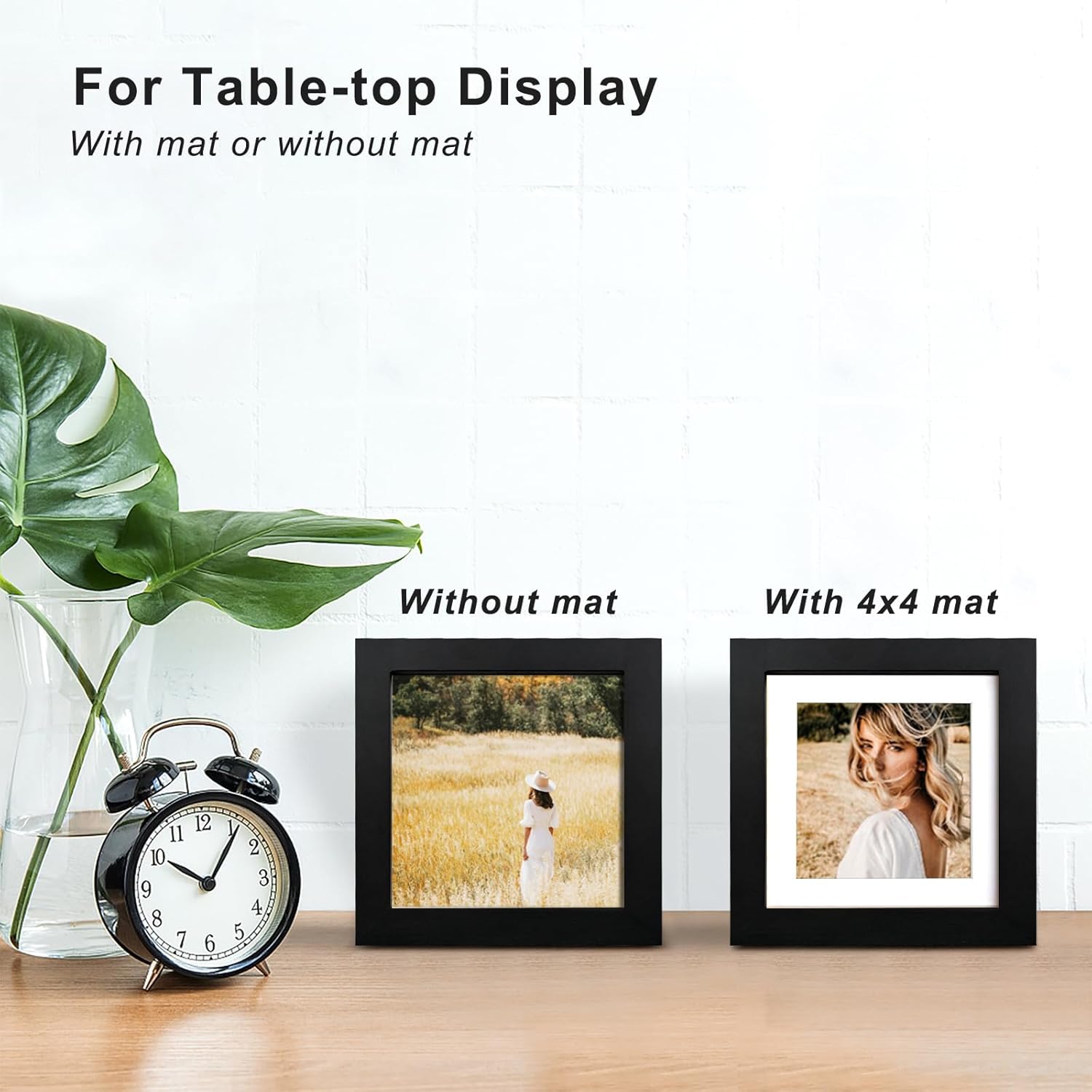 Thumbnail 3 de EGOFINE 5x5 Photo Frames in 100% Solid Wood, Black (5x5 Opening) – Wall & Table Display