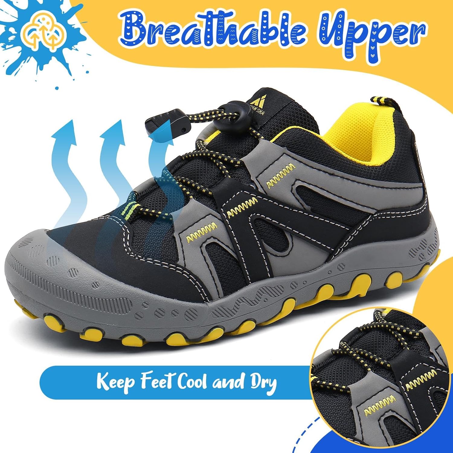 Detalle 2 de Mishansha Kinder Trekkingschuhe Jungen – atmungsaktiv, rutschfest, Gr.24–38