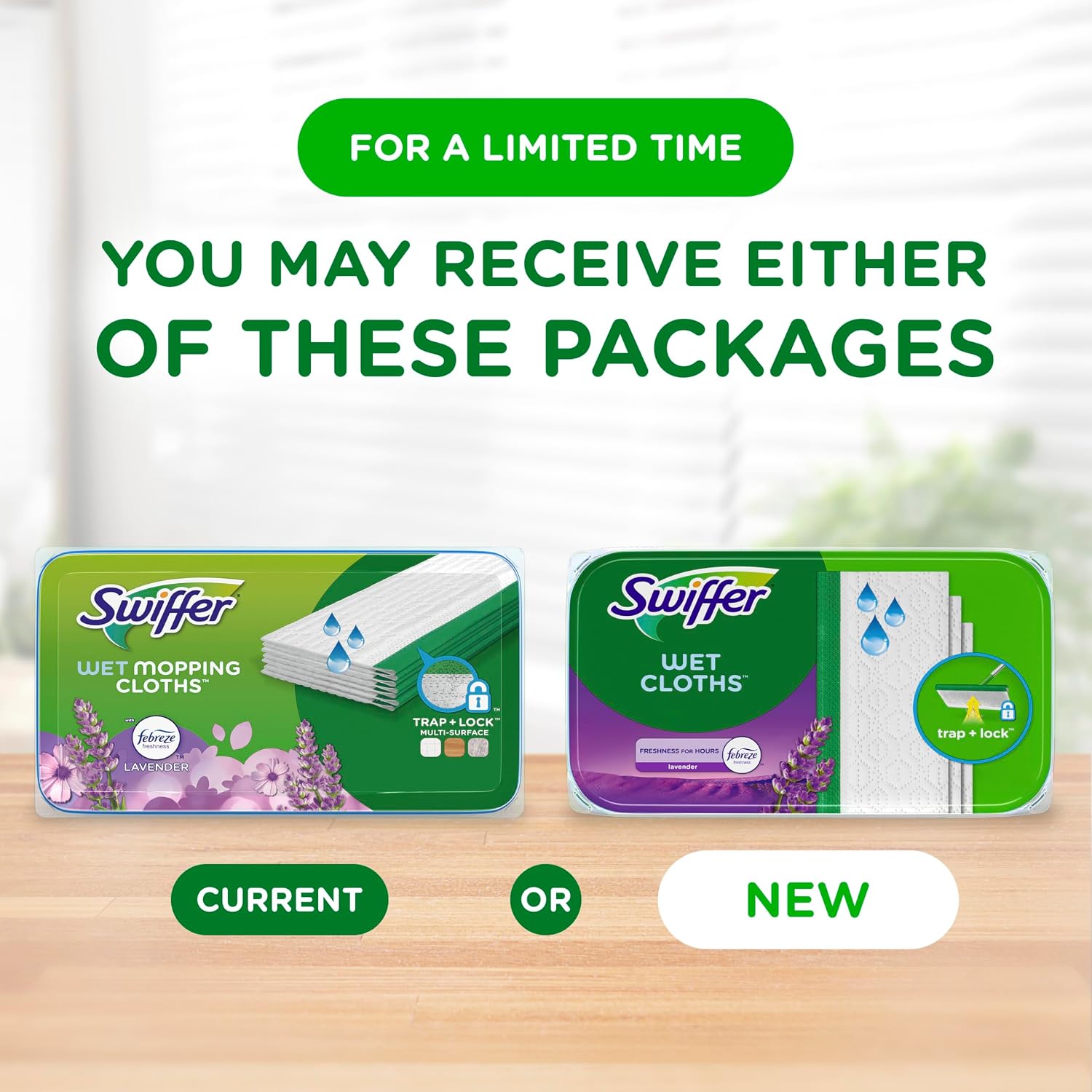 Detalle 2 de Swiffer Sweeper Wet Mopping Cloths Multi Surface Refills with Febreze Lavender, 36 Count