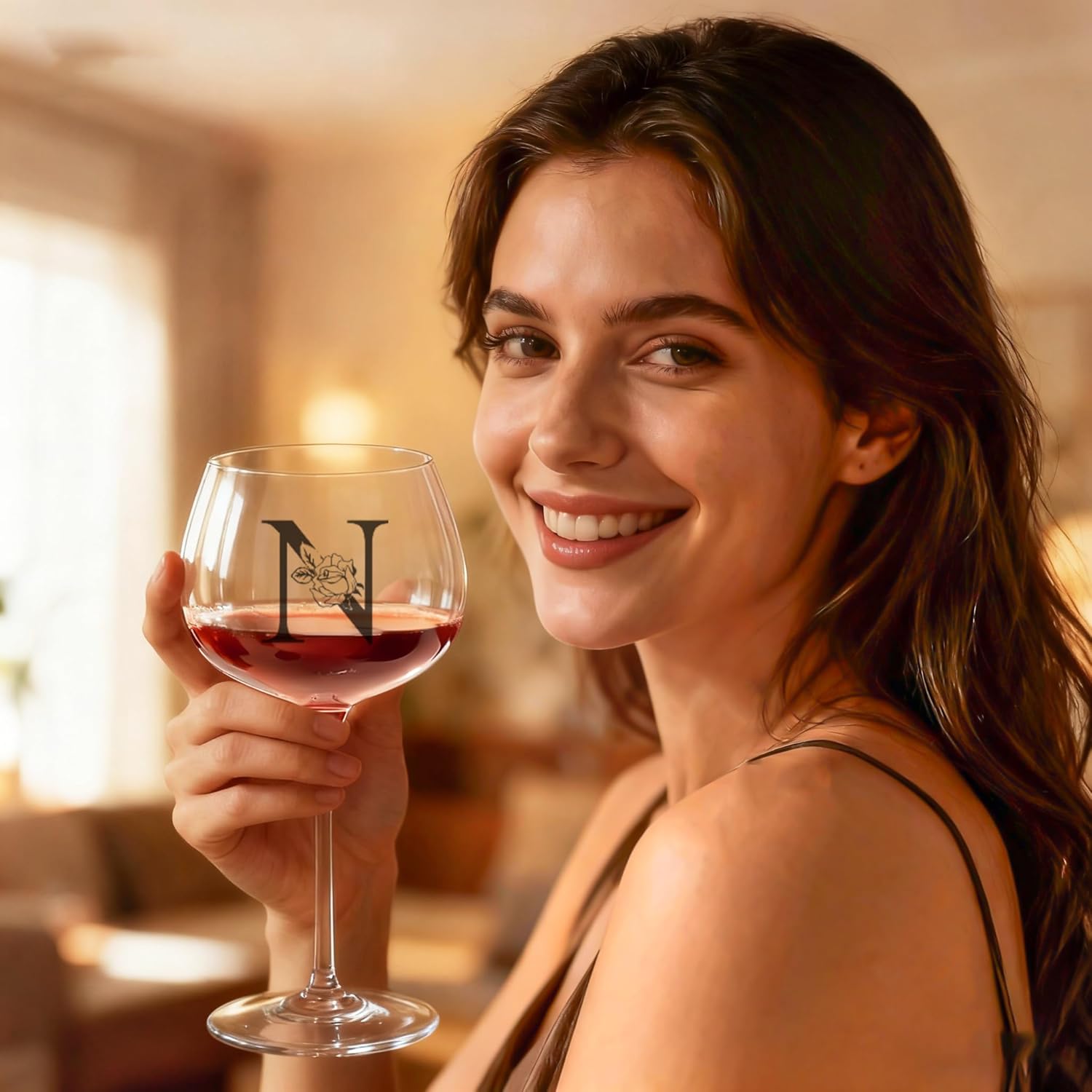 Thumbnail 3 de Personalized Wine Glass Letter N 🍷