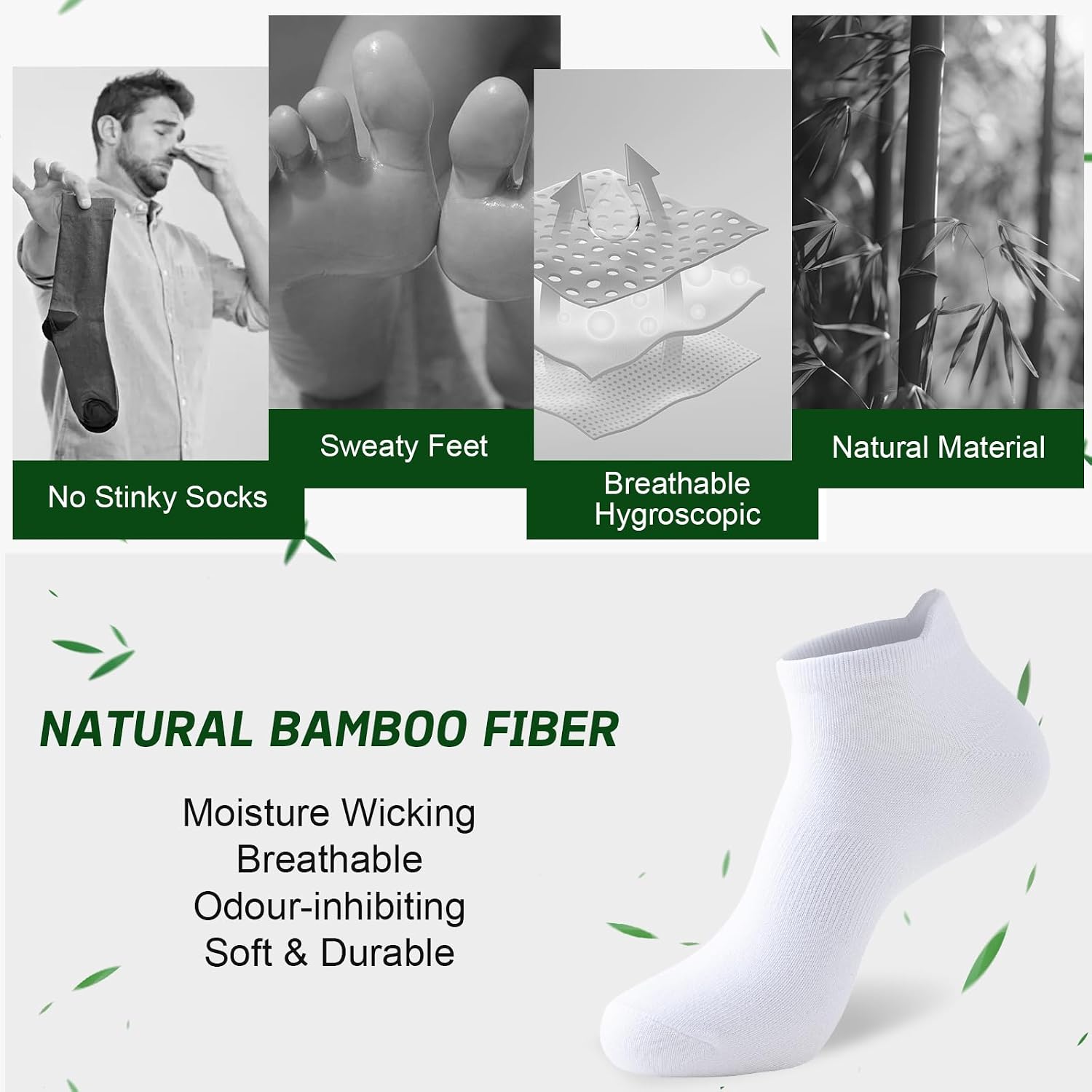 Detalle 2 de Niorasen 24-130new Low-Cut Ankle Socks, 6 Pairs, 90% Bamboo-Derived Viscose