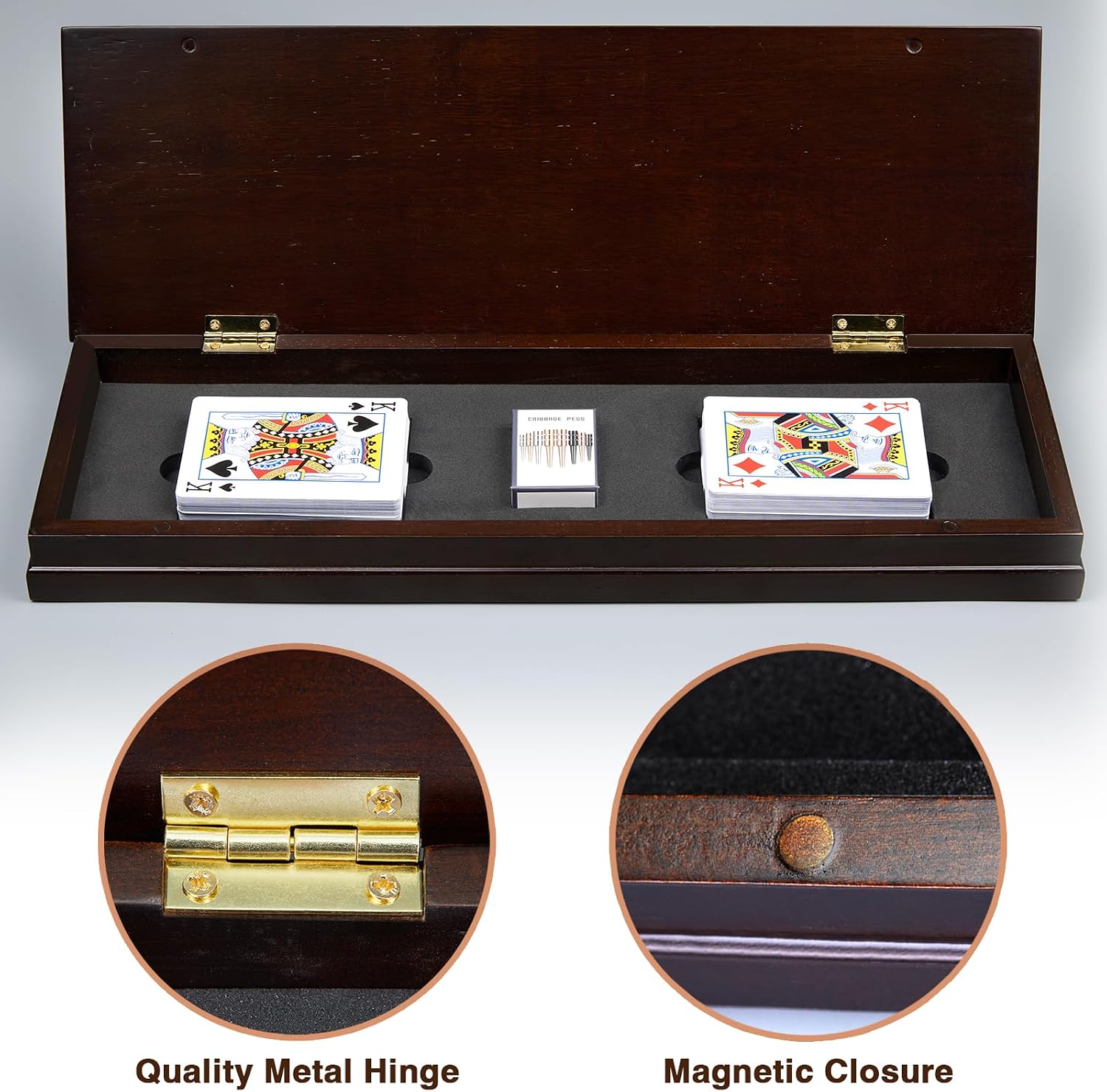 Thumbnail 5 de VAMSLOVE Upgraded Wooden 4-Track Cribbage Board Game with Magnetic Scoreboard
