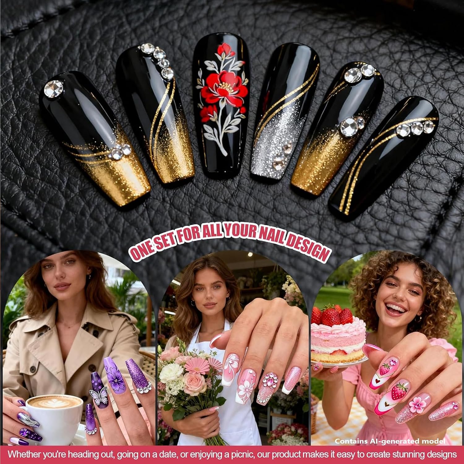Thumbnail 5 de Artdone Nail Striping Tape Lines Kit with Nail Art Tools, Pens, Dotting Tools & Liner Brushes