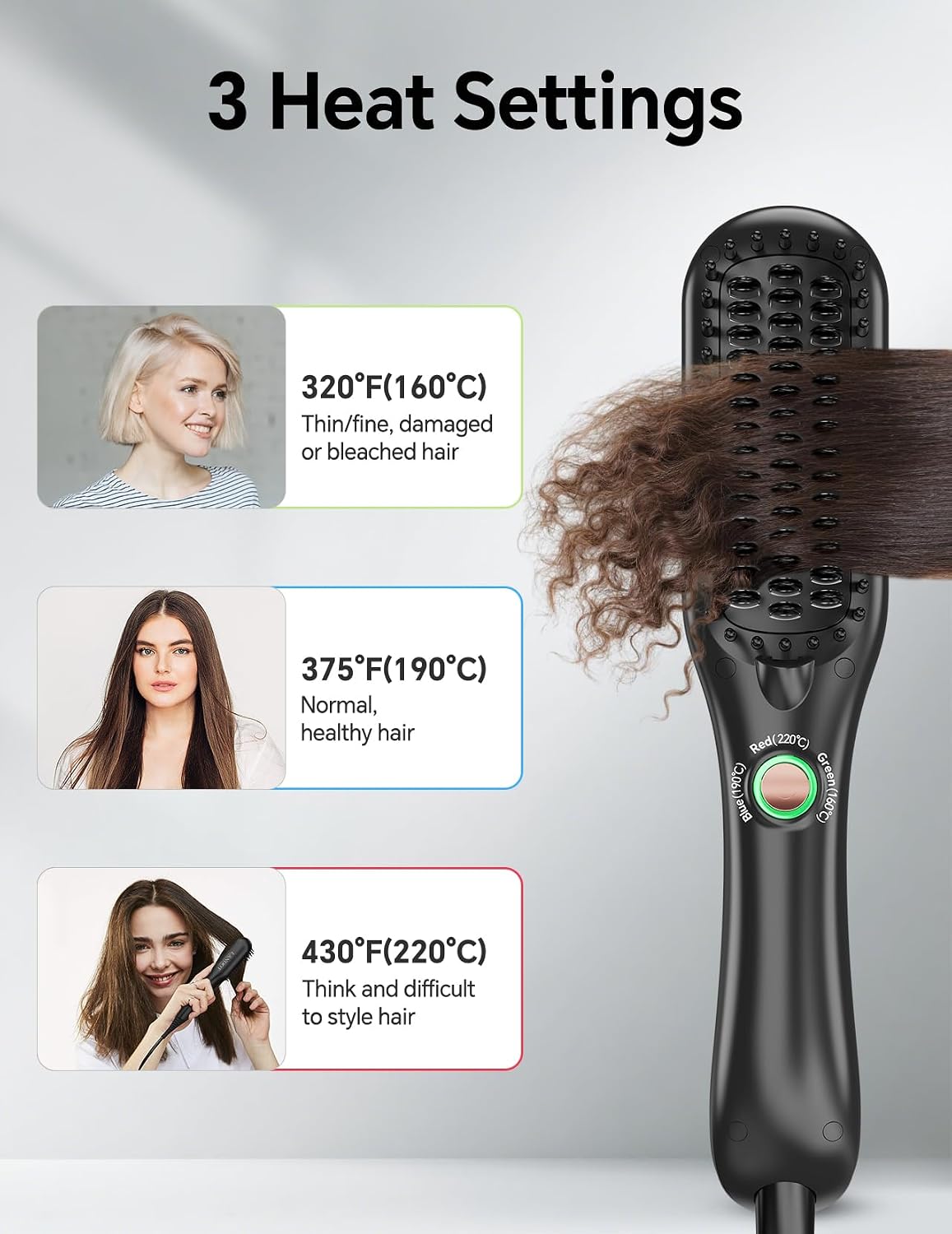 Detalle 2 de LANDOT Mini Hair Straightener Brush 28mm hair straightener 🪮