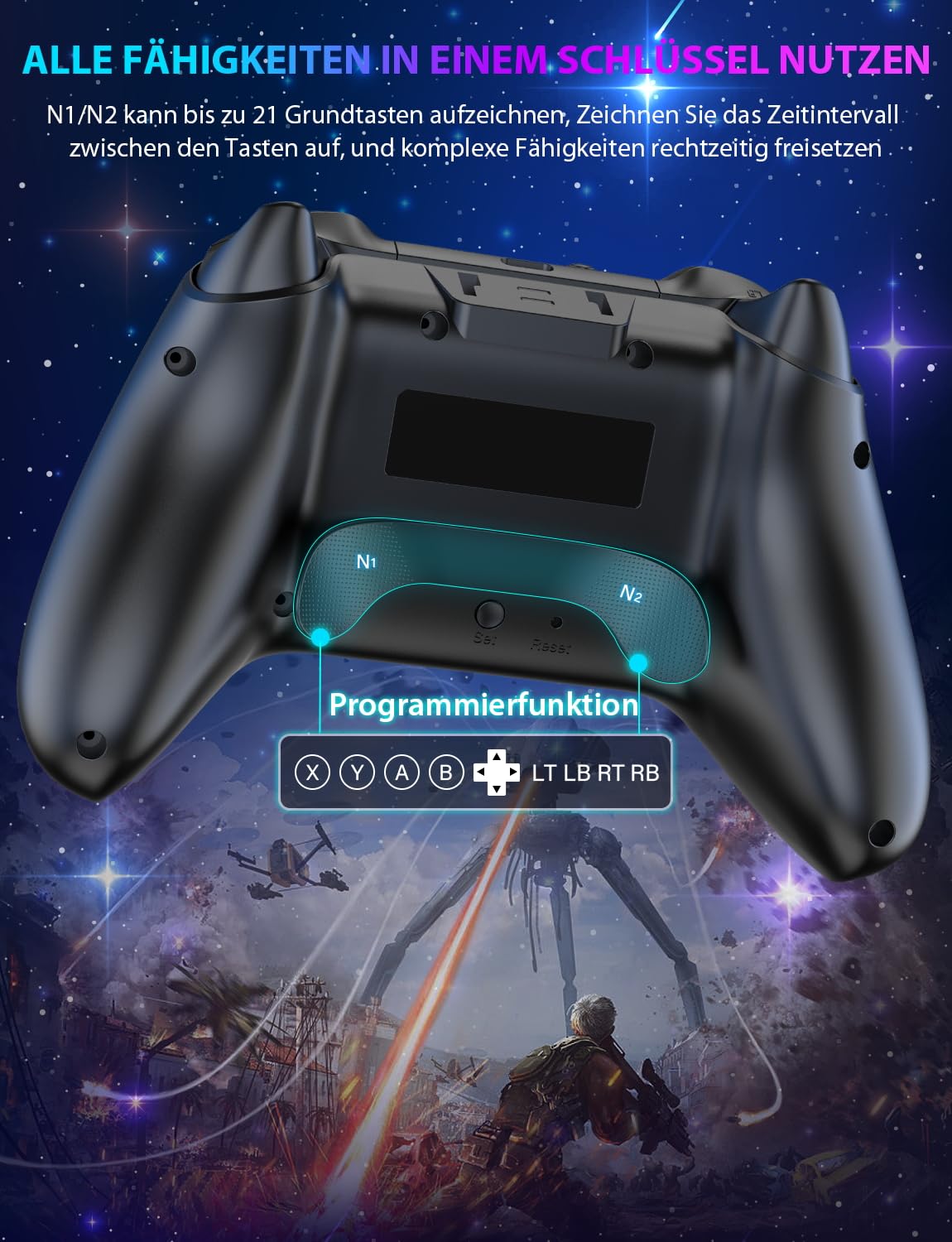 Thumbnail 3 de Switch Pro Controller Sternenhimmel – 1200 mAh, RGB‑Licht, programmierbare Tasten, Wake‑Up & Turbo