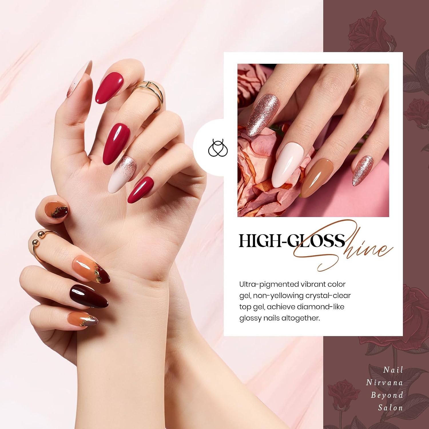Detalle de Beetles Verse of Roses 23pc Gel Nail Set