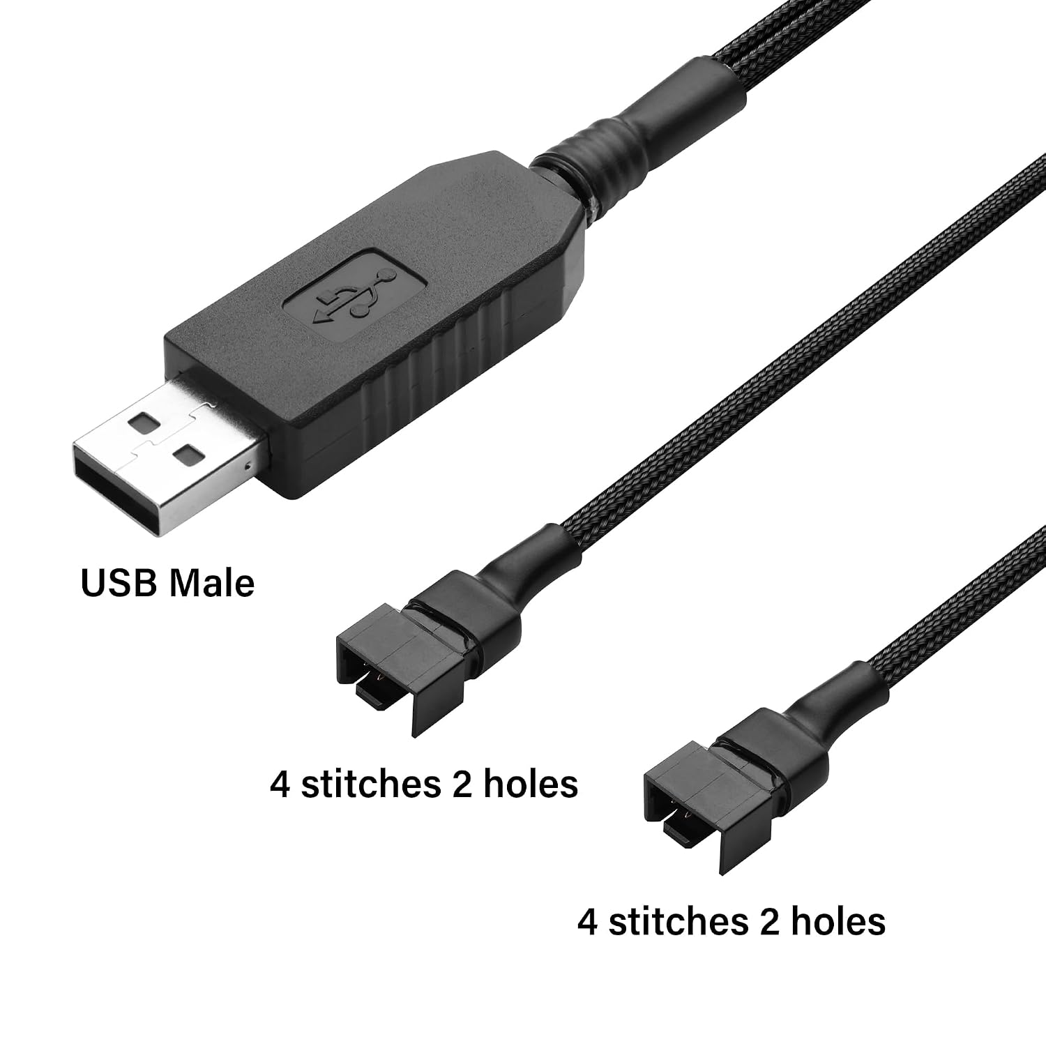 Detalle 2 de USB to 4Pin fan boost cable 12V 0.5M