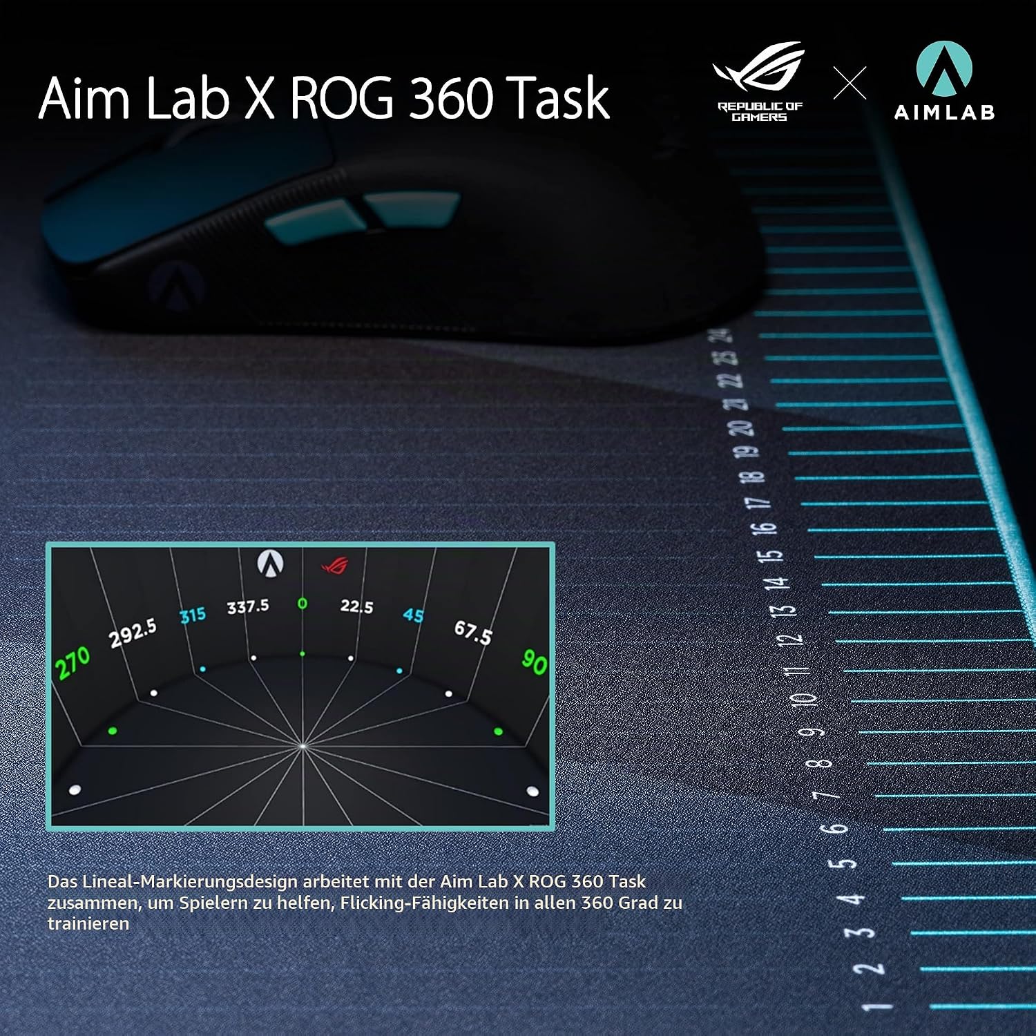 Detalle de ASUS ROG Hone Ace Aim Lab Edition Gaming-Mauspad – Präzises Training mit Nanobeschichtung