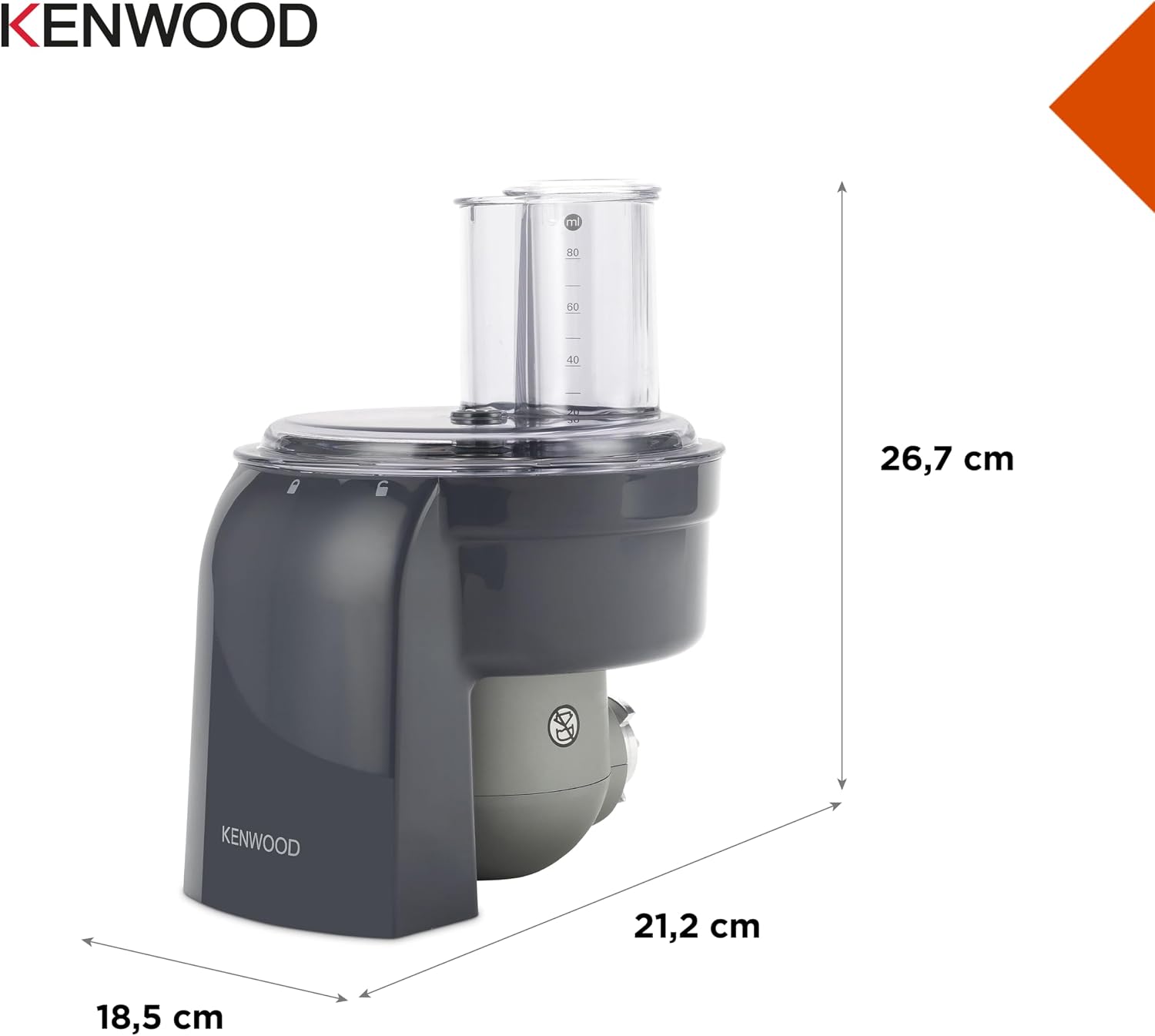 Detalle 2 de Kenwood KAX400PL Würfelschneider – Präziser 10x10 mm Würfelhalter für Kenwood Chef Küchenmaschinen (Grau)