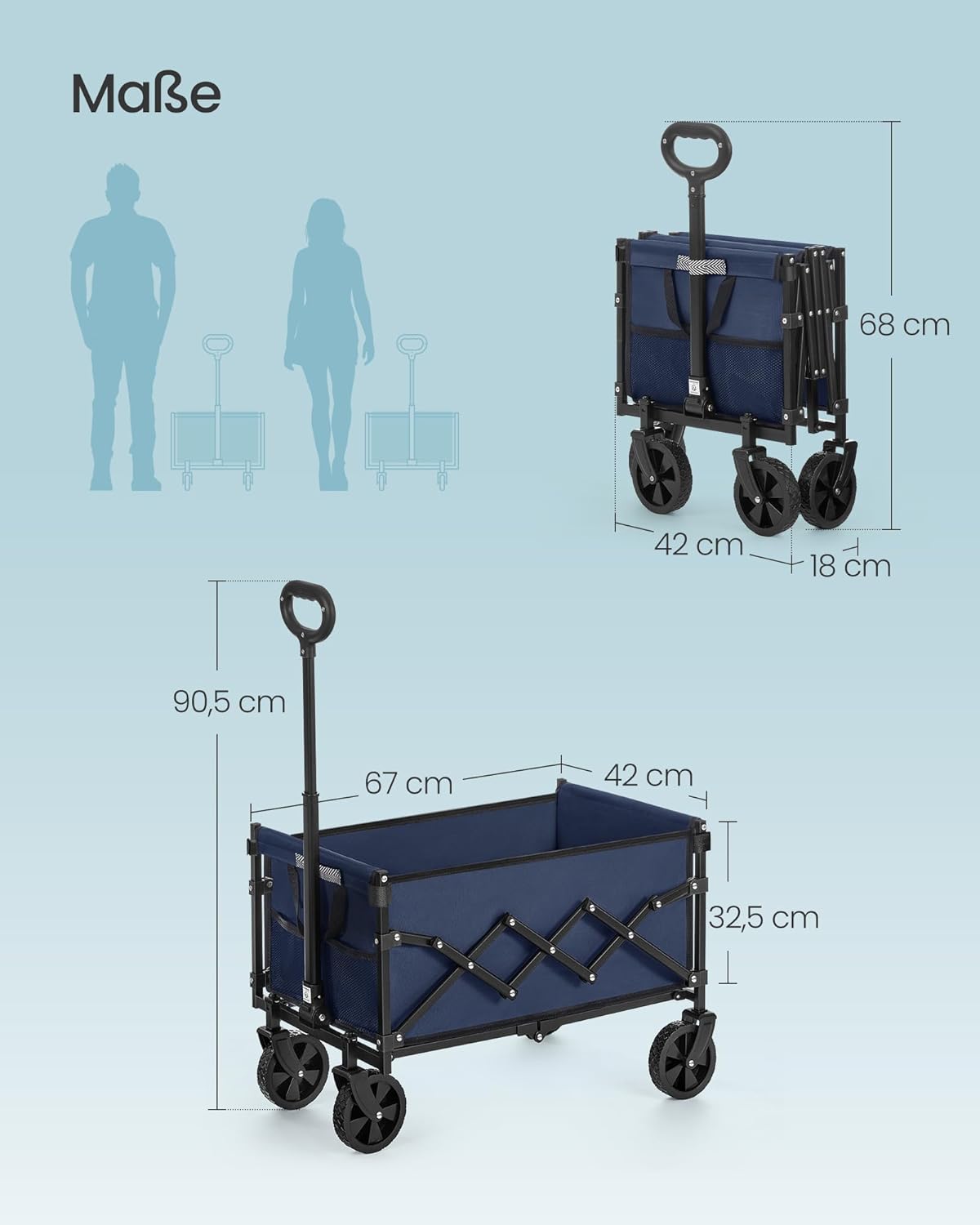 Thumbnail 6 de SONGMICS Kleiner Handwagen faltbar GFW909QE01 – kompakt, 180 kg Tragfähigkeit, 90 L, 4 Rollen
