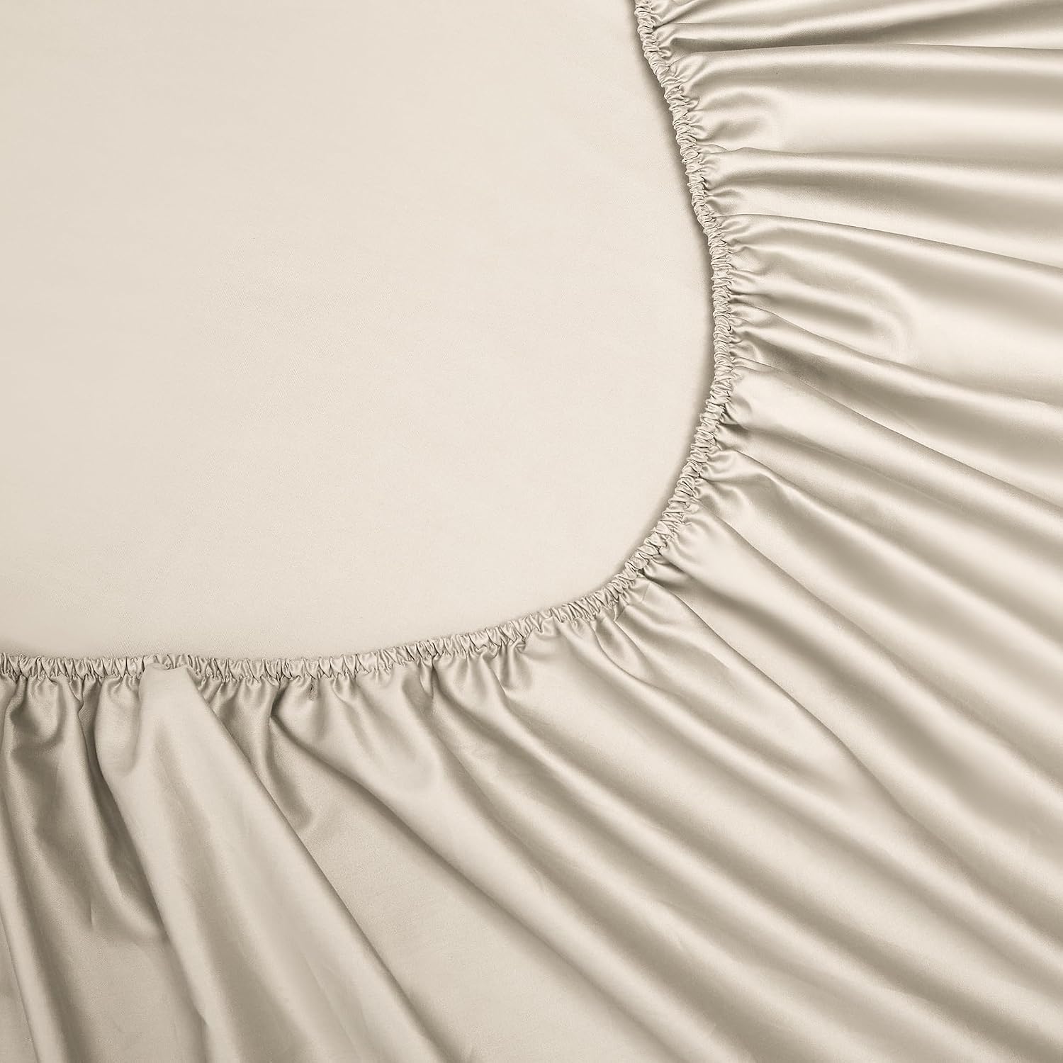 Detalle de Luofanfei Mako-Satin Spannbettlaken aus Baumwolle, 100 x 200 cm, für Matratzenhöhe bis 25–30 cm (Beige)