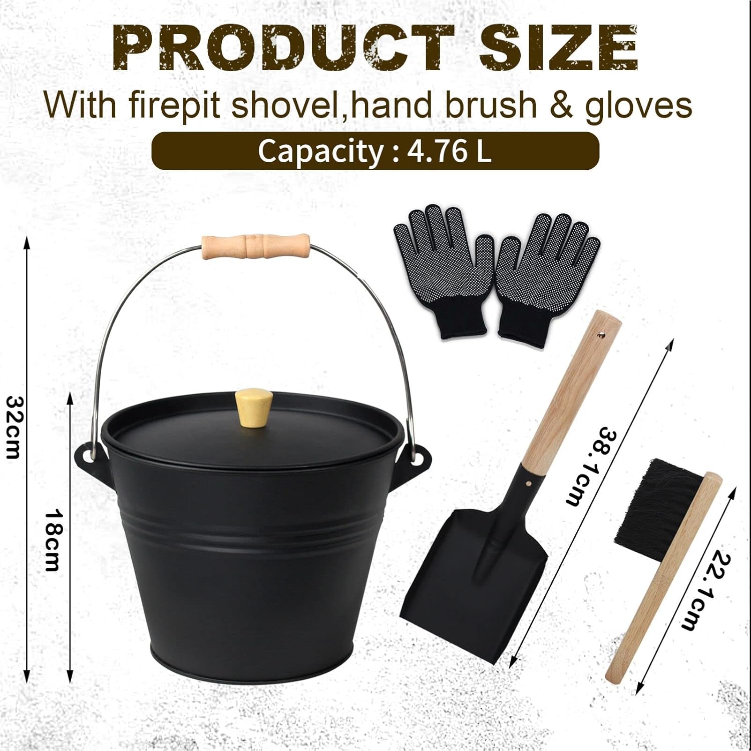 Thumbnail 1 de BRIAN & DANY Ascheeimer mit Deckel 5L Kohleeimer fürs Kamin