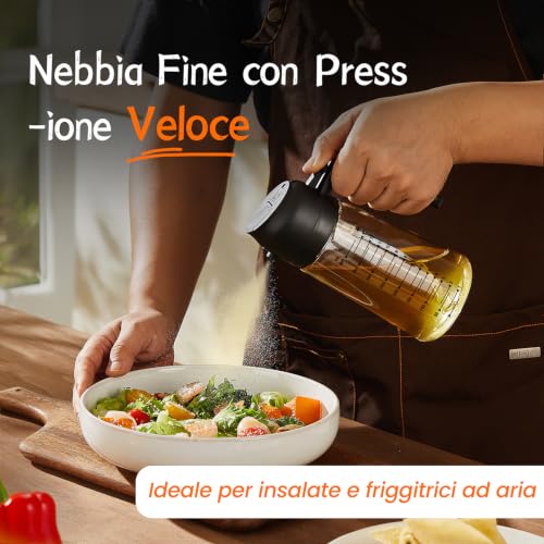 Detalle de TrendPlain Spruzzino Olio per Friggitrice ad aria 470ml – Oliera spray 2 in 1 in vetro, senza BPA