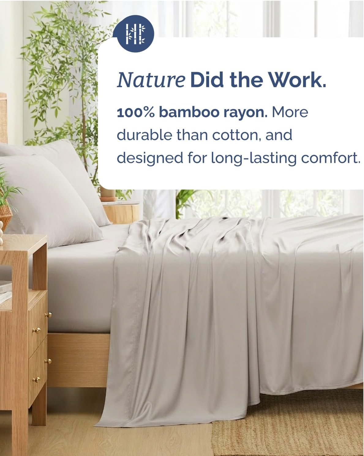 Detalle de 100% Rayon Derived From Bamboo King Size Bamboo Sheets – Cooling, Soft & Deep Pocket 18