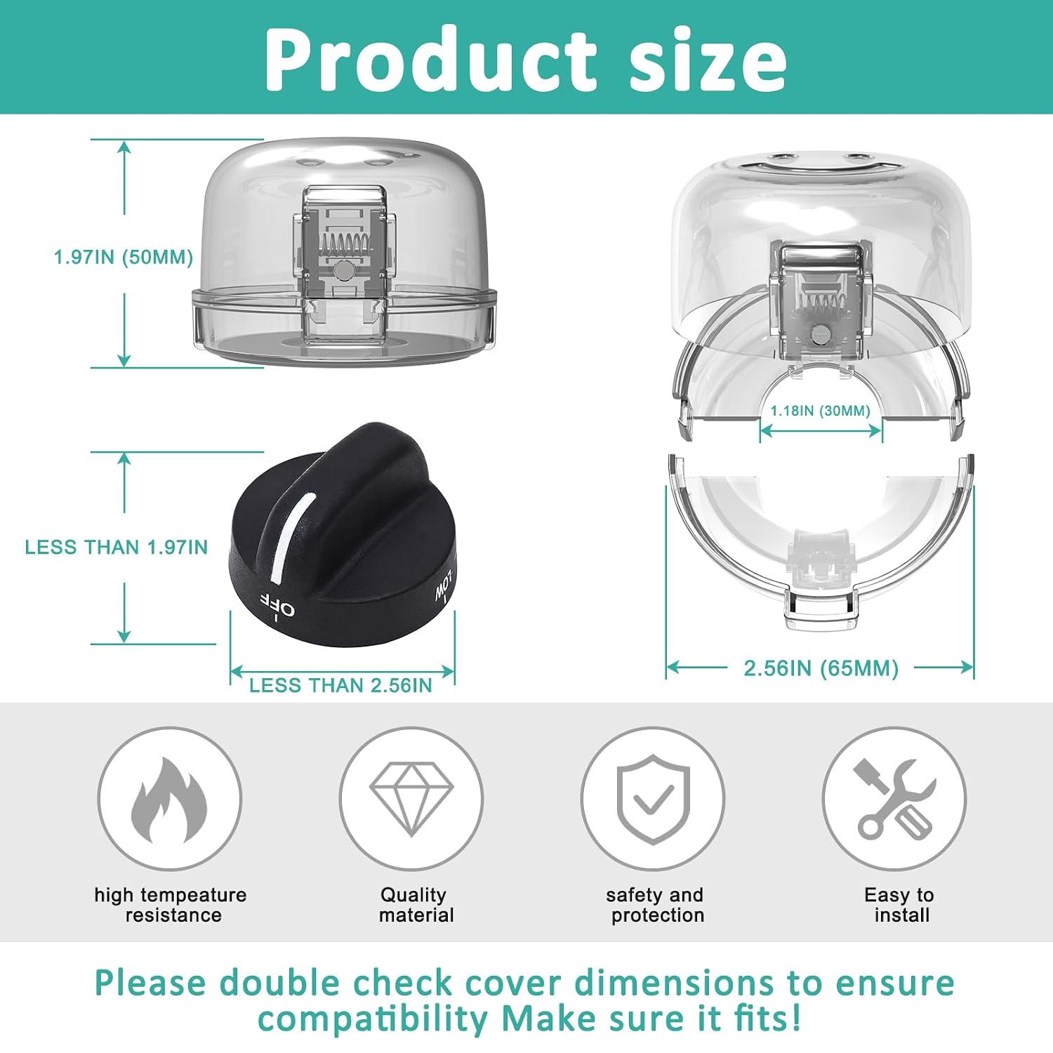 Detalle 2 de Babepai VB005 Stove Knob Covers, Clear Double-Key Child Safety Guards, 5-Pack