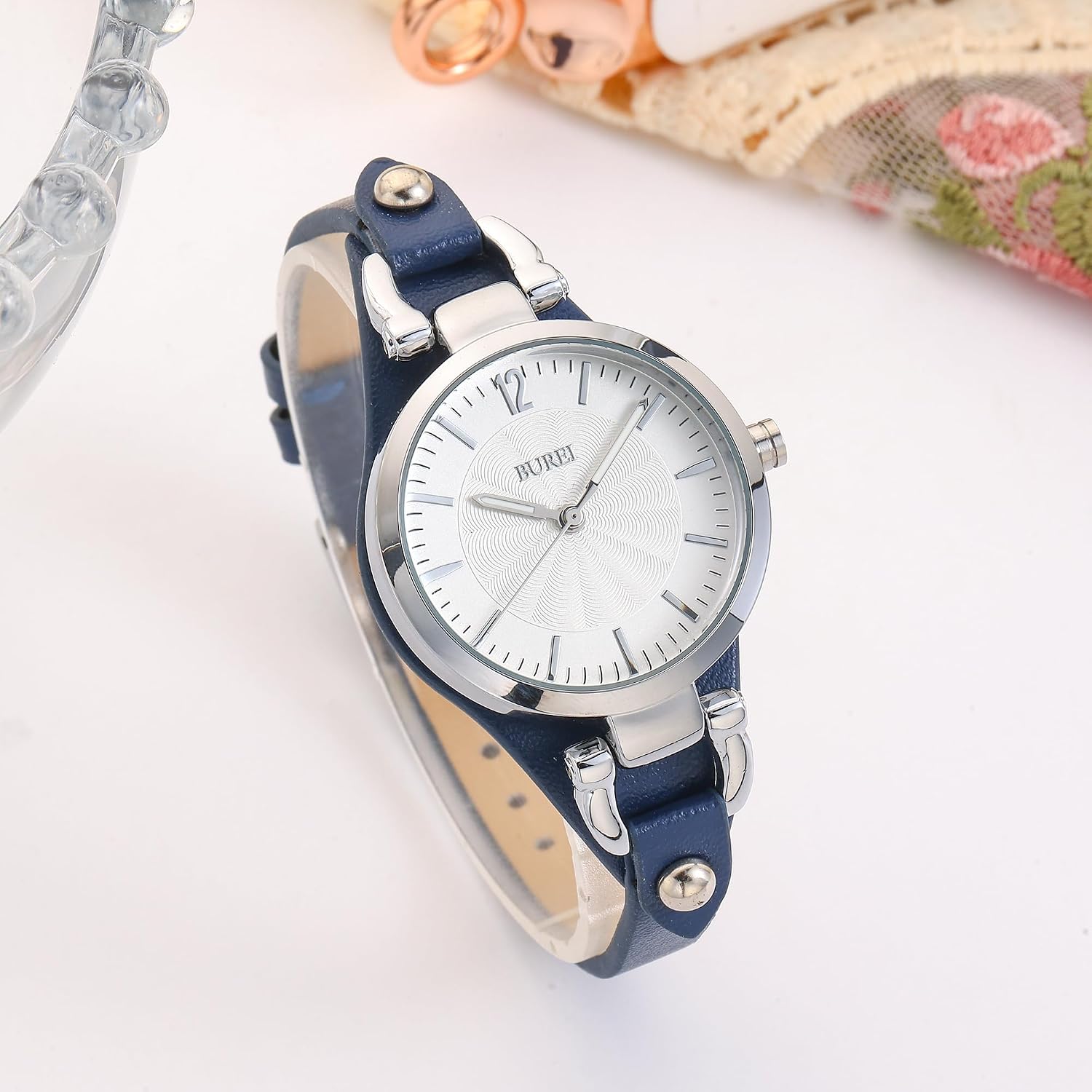 Detalle 2 de BUREI Damenuhr 9 mm Lederarmband