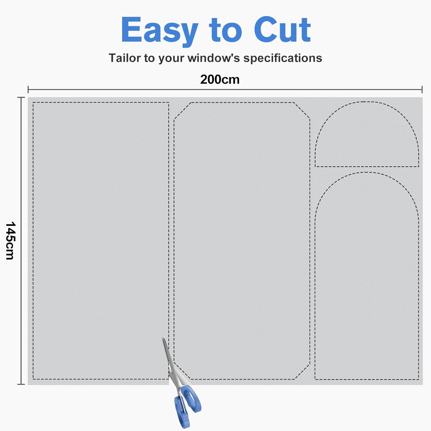 Thumbnail 6 de Valquid Blackout Blind 200×145cm stick-on blackout blind with Velcro, grey temporary room darkening