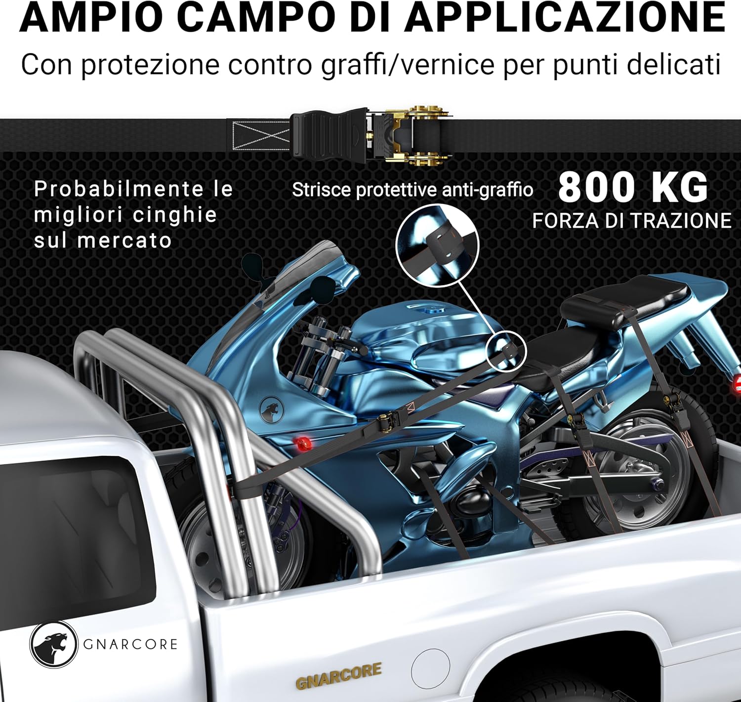 Thumbnail 6 de Cinghie di fissaggio a cricchetto Premium (set da 4) da 800 kg con borse, certificate DIN EN 12195-2