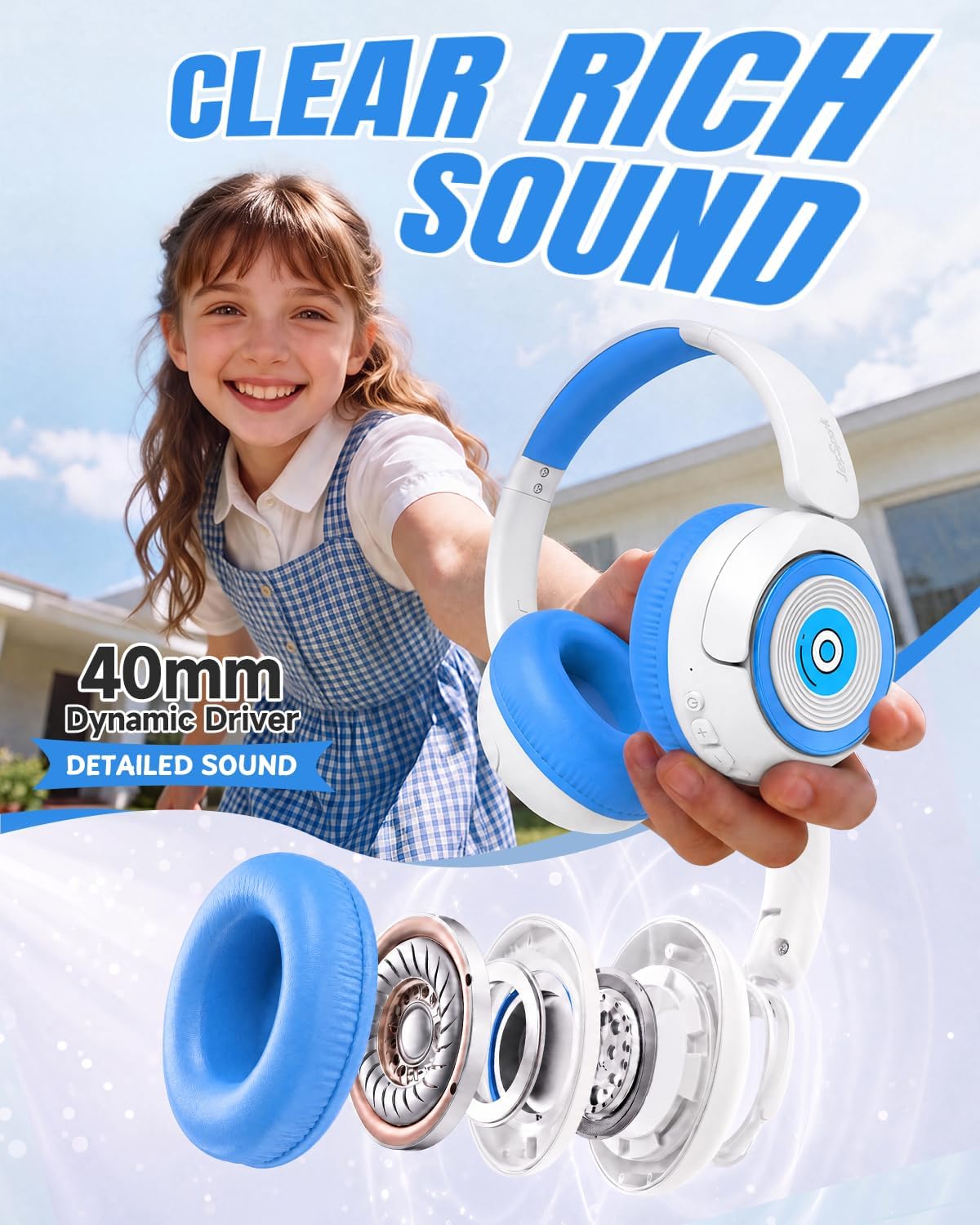 Detalle 1 de JoySpark Kids Bluetooth Headphones T2