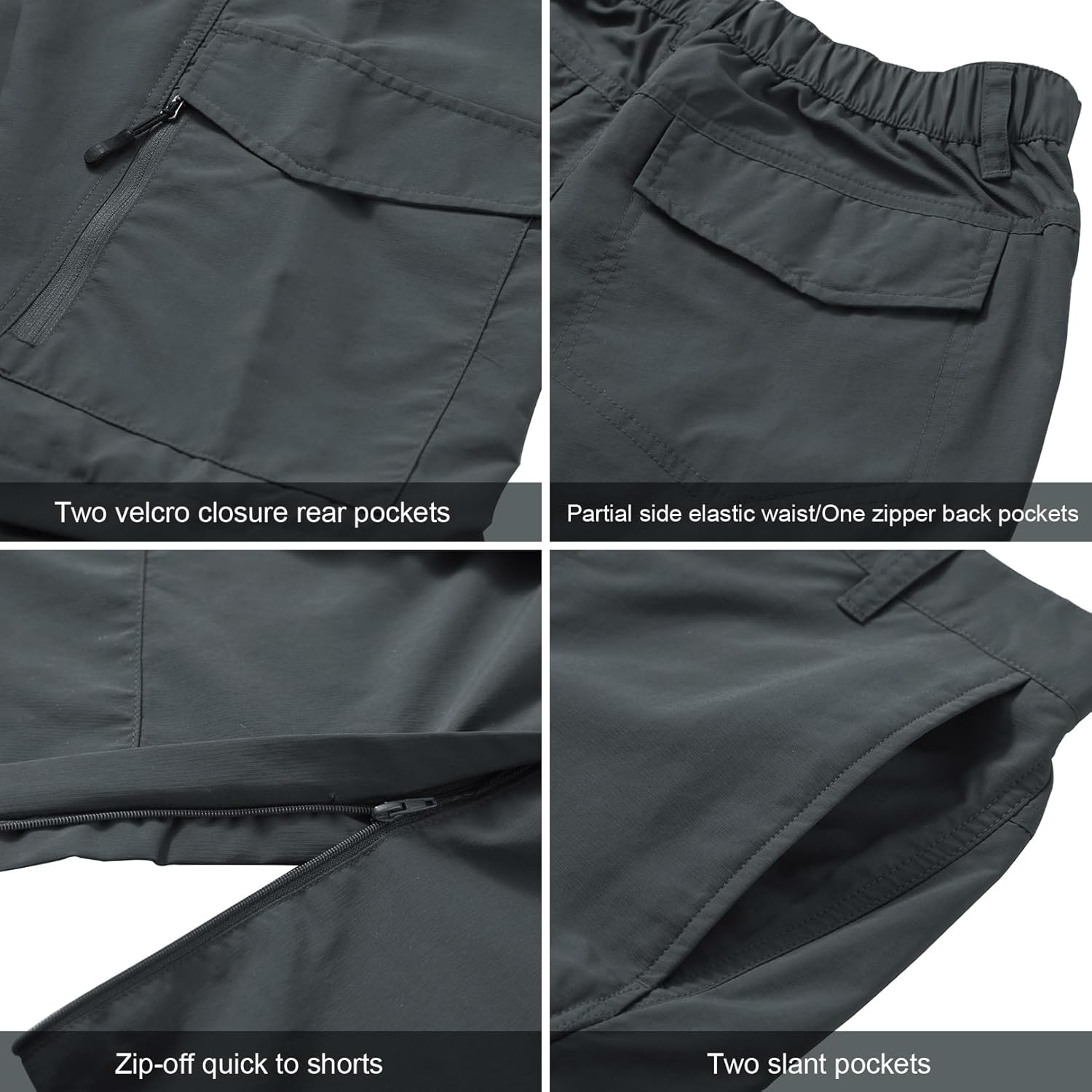 Detalle de Jessie Kidden Hiking Trousers for Men: Convertible, Quick-Dry & UPF 50+