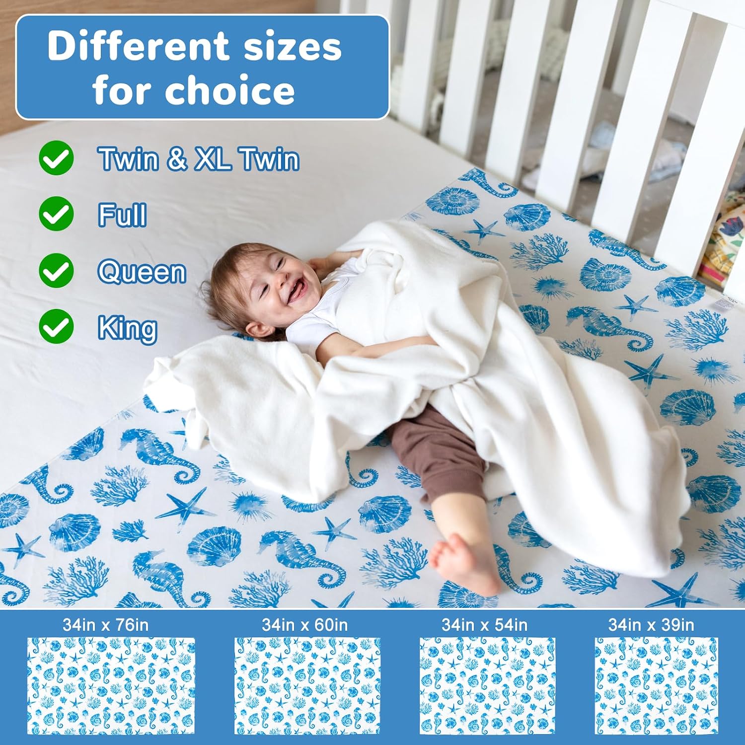 Detalle 1 de MooMoo Baby MMBBPTPHM-38 Waterproof Mattress Protector, Cotton Top, Reusable