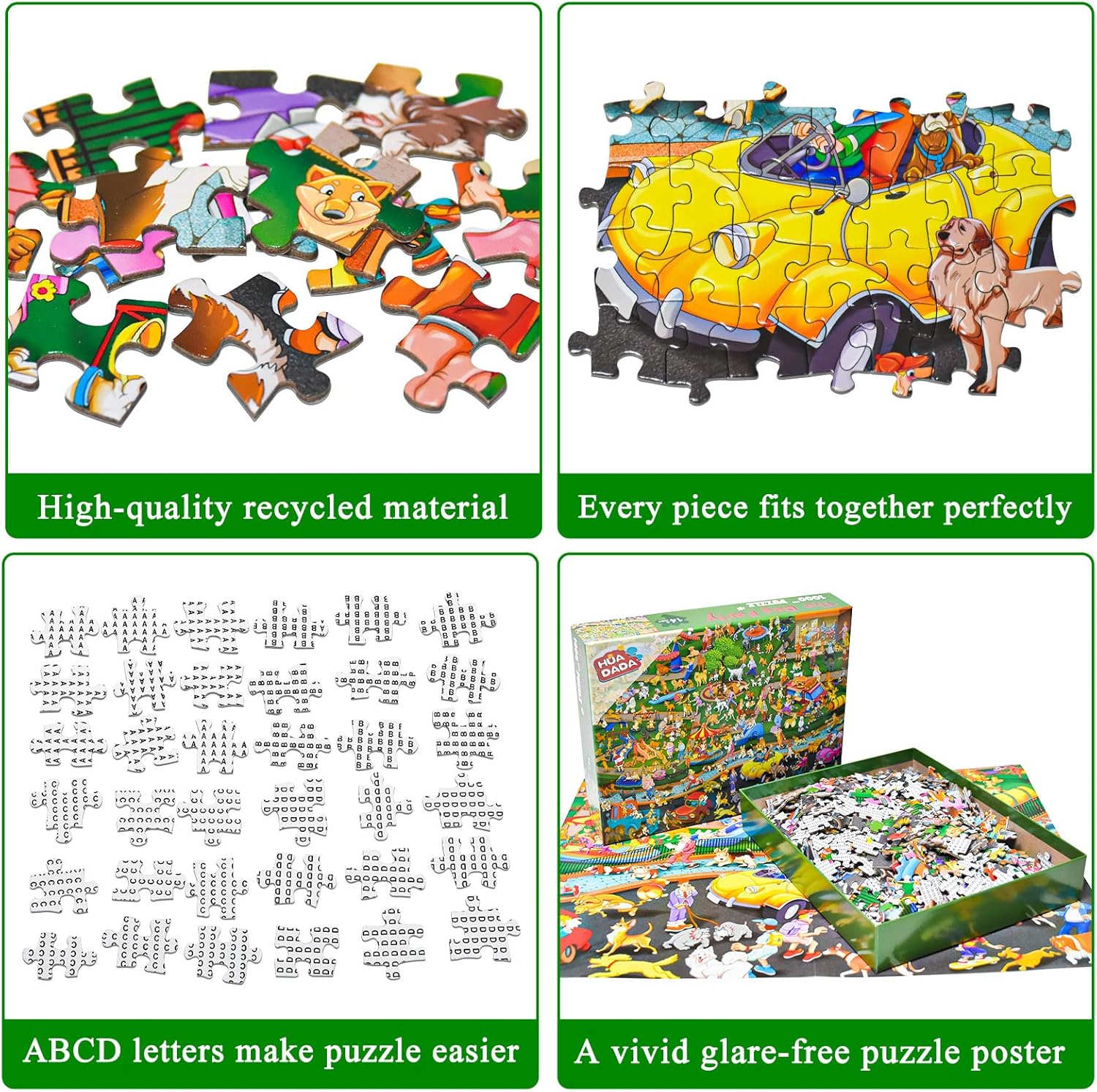 Detalle de HUADADA The Dog Party 1000‑Piece Jigsaw Puzzle for Adults (Fun Dogs Park design)