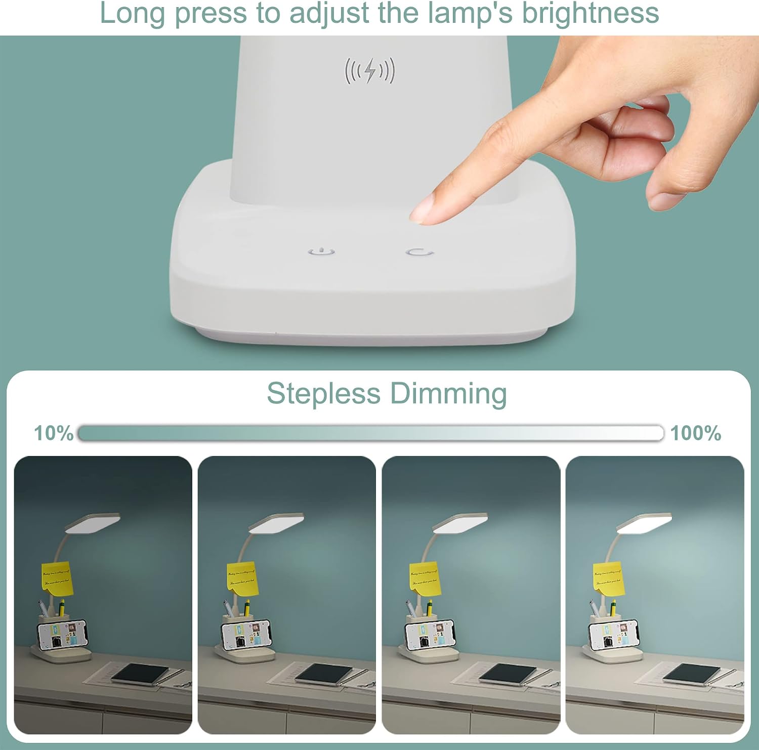 Thumbnail 4 de Sailstar 10W Wireless Charging LED Desk Lamp, White, 3 Light Modes