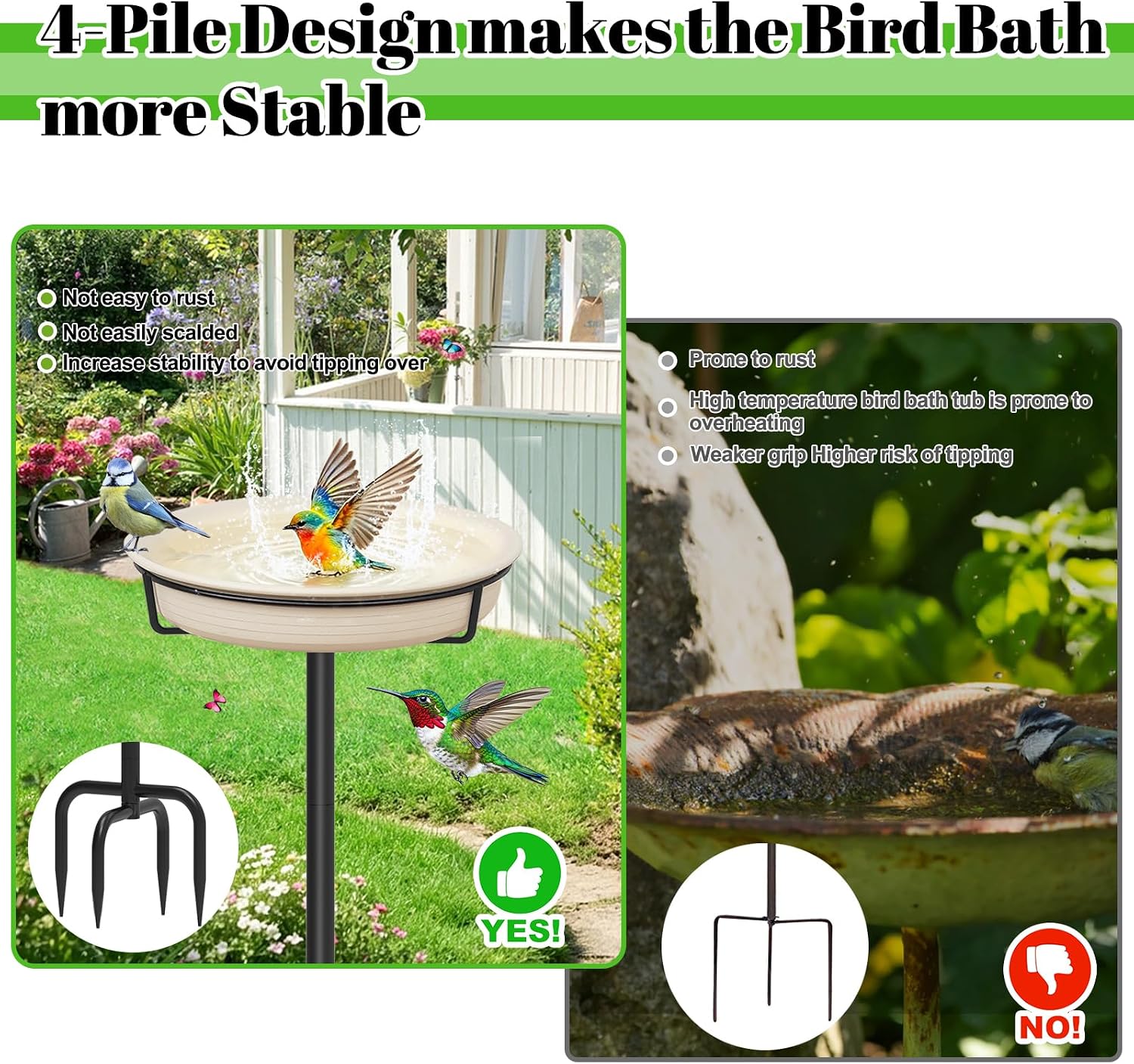 Detalle de YALINKA Bird Bath, 39-Inch