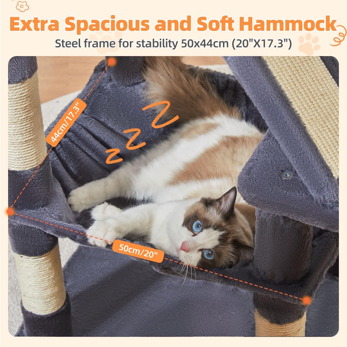 Thumbnail 4 de Taoqimiao Cat Tree 146cm: Multi-level Indoor Cat Tower with 8 Sisal Posts and Dual Top Perches