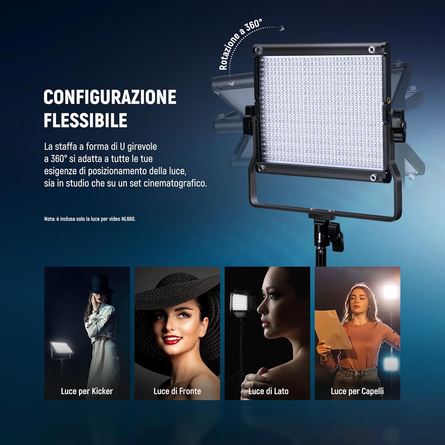 Thumbnail 5 de NEEWER NL660 Luce Studio LED bicolore con stativo paralume, 660 LED 3200K-5600K, dimmer 0-100% e CRI96+