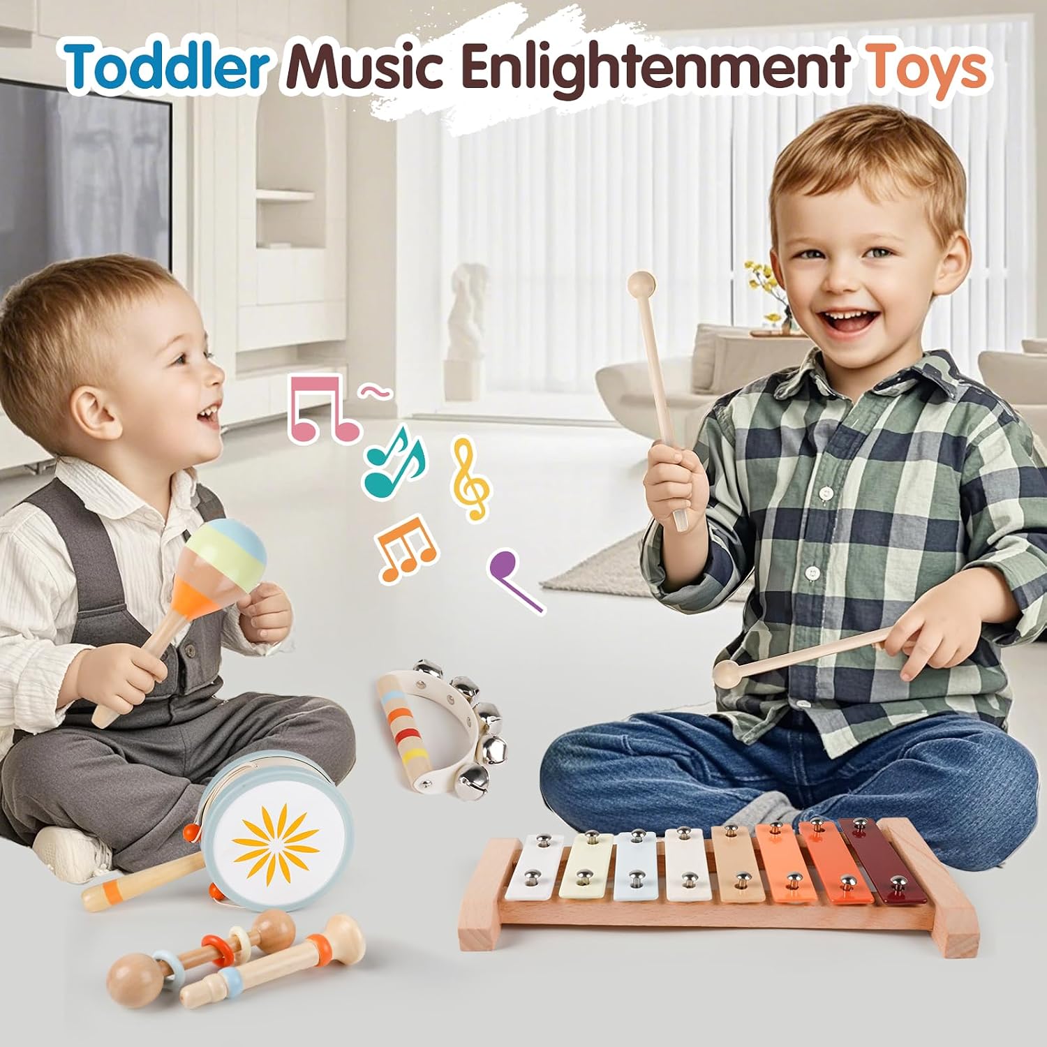 Thumbnail 5 de Wooden Toddler Musical Instruments Set 9PCS โ Montessori xylophone ๐ถ