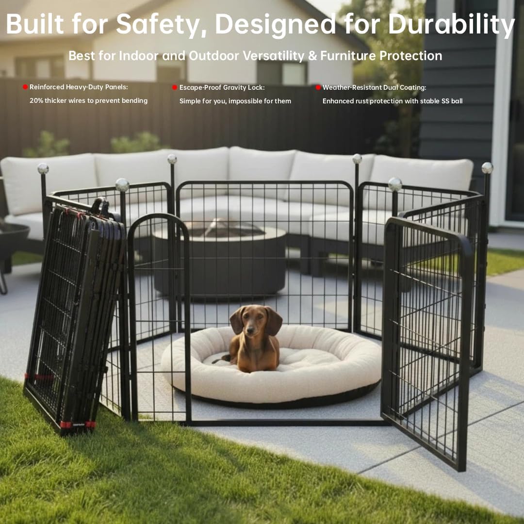 Detalle de IGOOUO Puppy Playpen Indoor/Outdoor 61cm High: A practical enclosure for safe, flexible space
