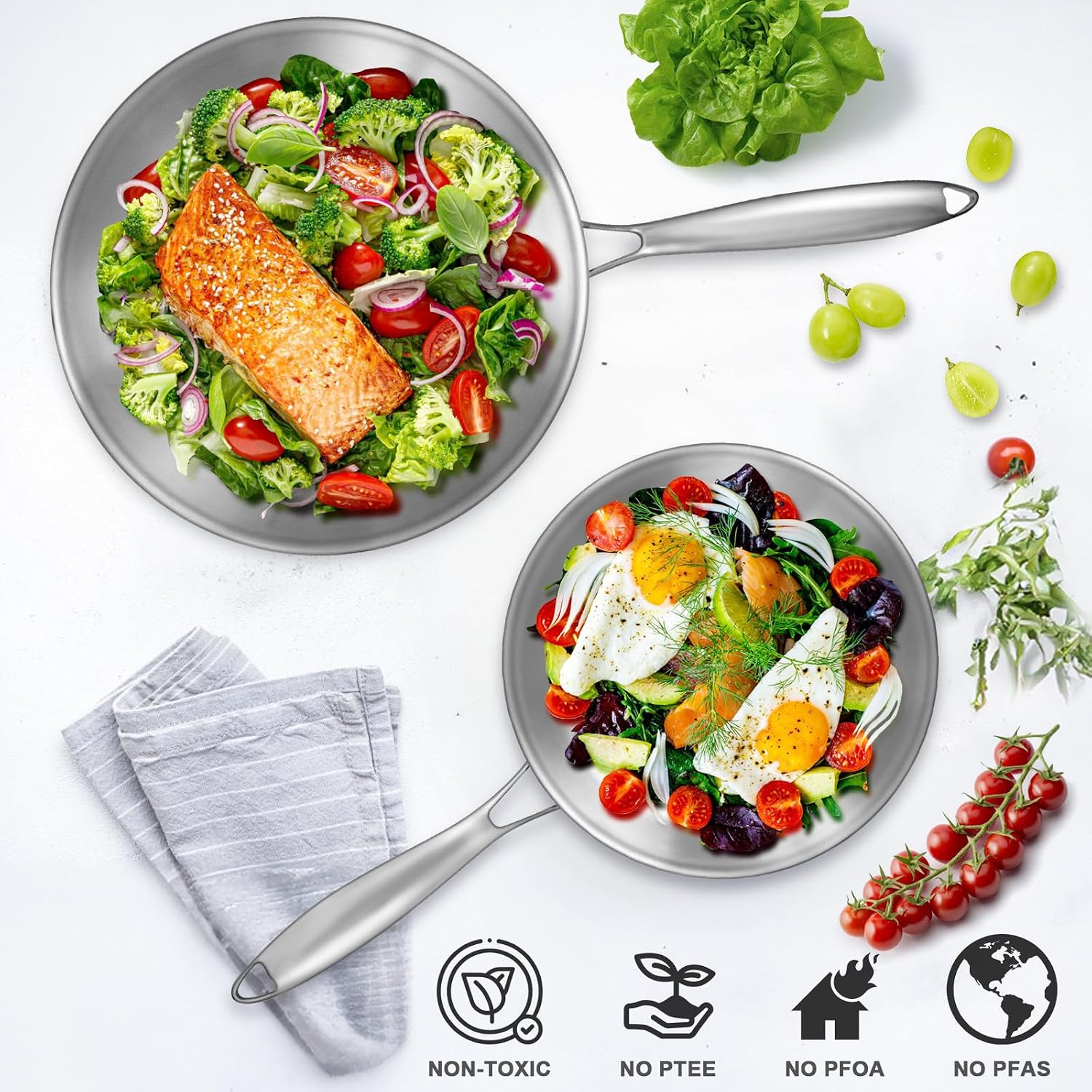 Detalle 2 de EWFEN Tri-Ply Frying Pans Set, 3-Pan