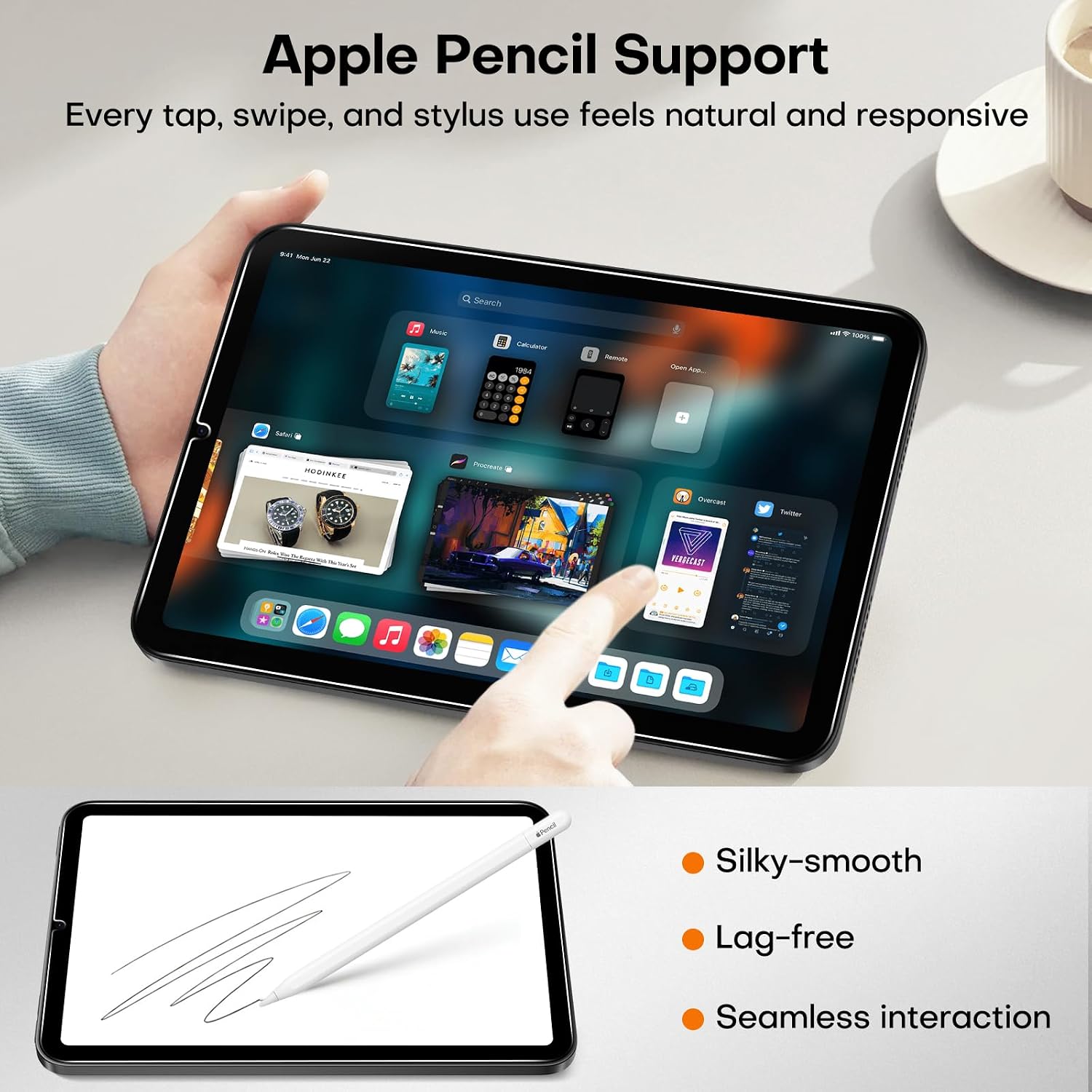 Detalle 2 de OMOTON iPad Mini 6/7 8.3-Inch Privacy Tempered Glass Screen Protector, 2-Pack