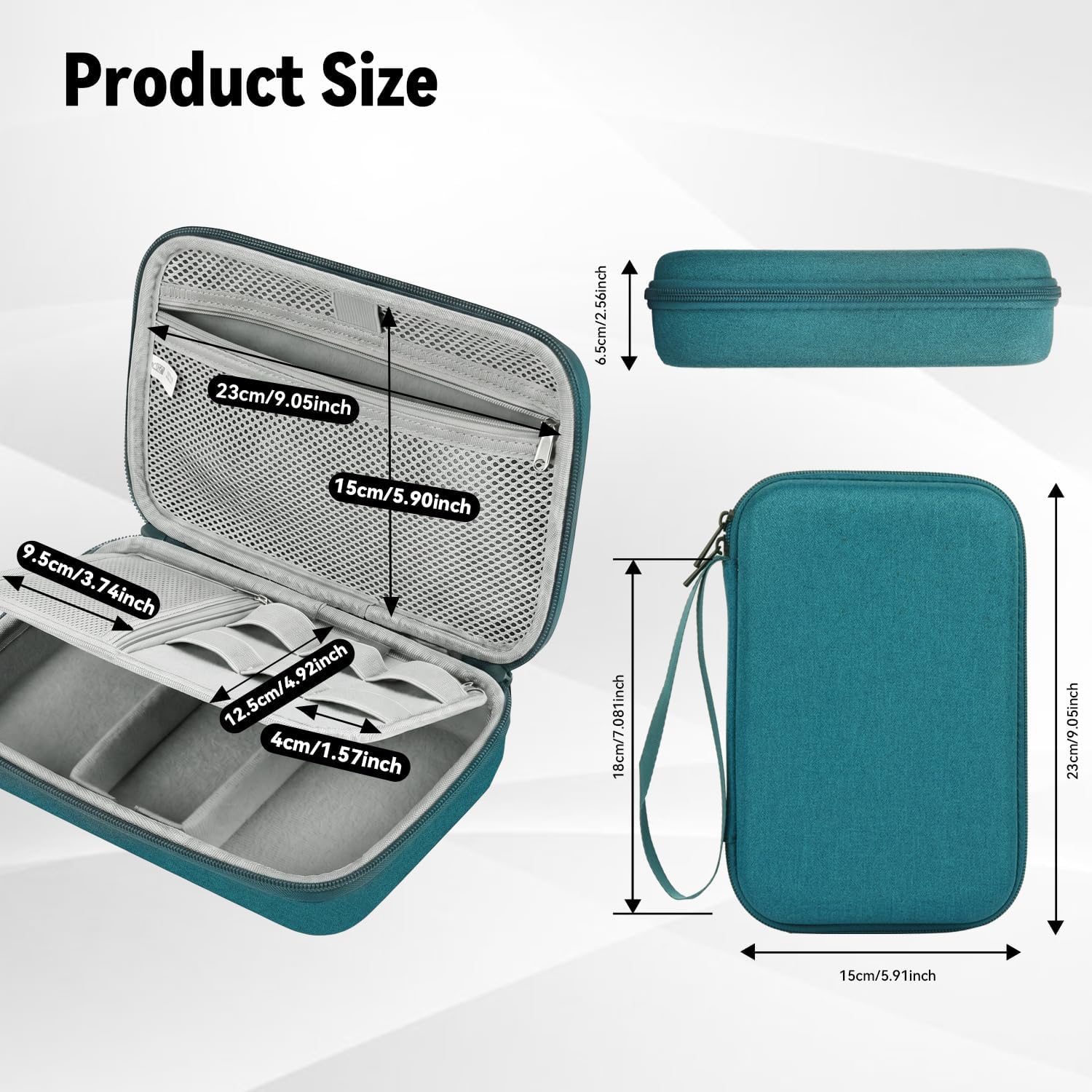 Thumbnail 3 de Arae Hard EVA Electronics Travel Organizer Case – Dark Green, compact 9.1 x 5.7 x 2.6 in