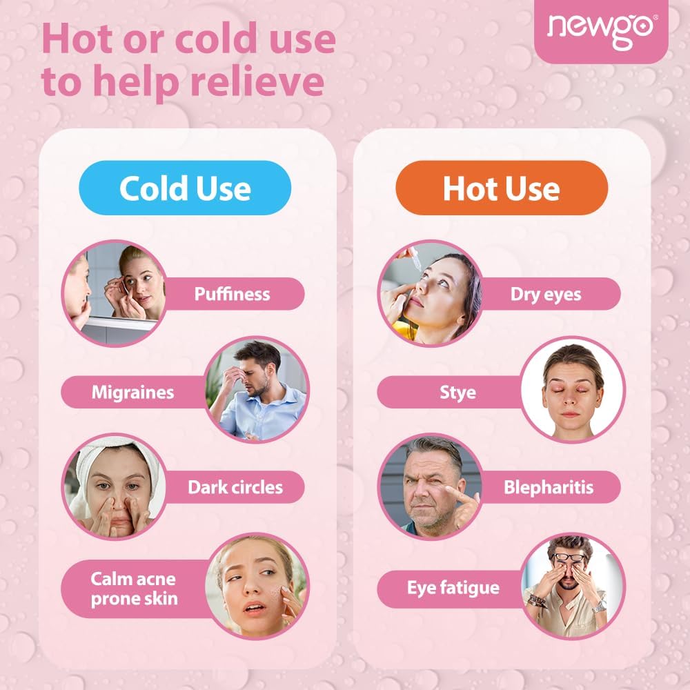 Detalle 2 de NEWGO Reusable Hot Cold Cooling Eye Mask (Pink) – 2-pack for puffy eyes, migraines & headache relief
