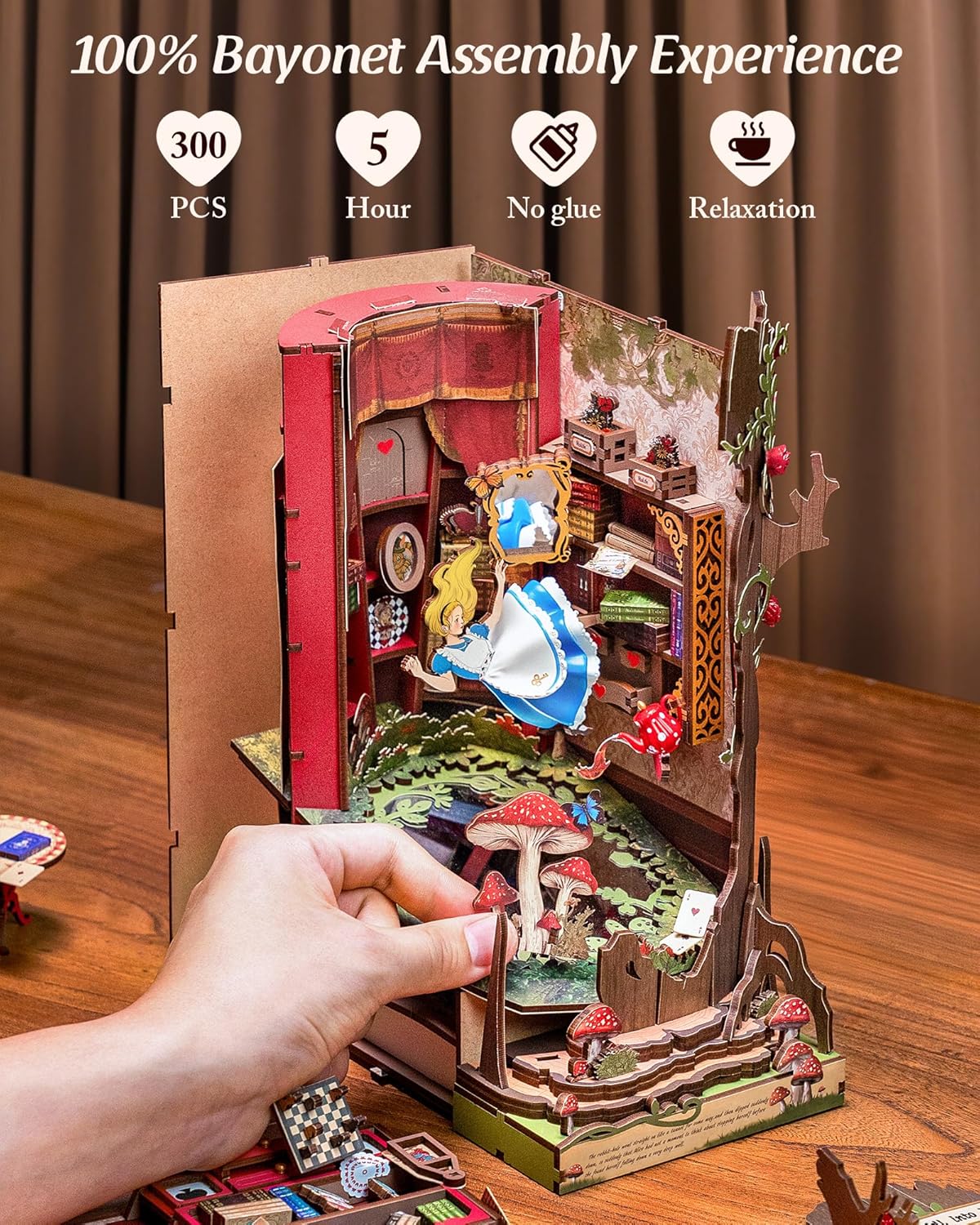 Thumbnail 4 de ROBOTIME Book Nook Booknook in Legno “Fall into Wonder” – diorama fai-da-te con luci, stile fiaba