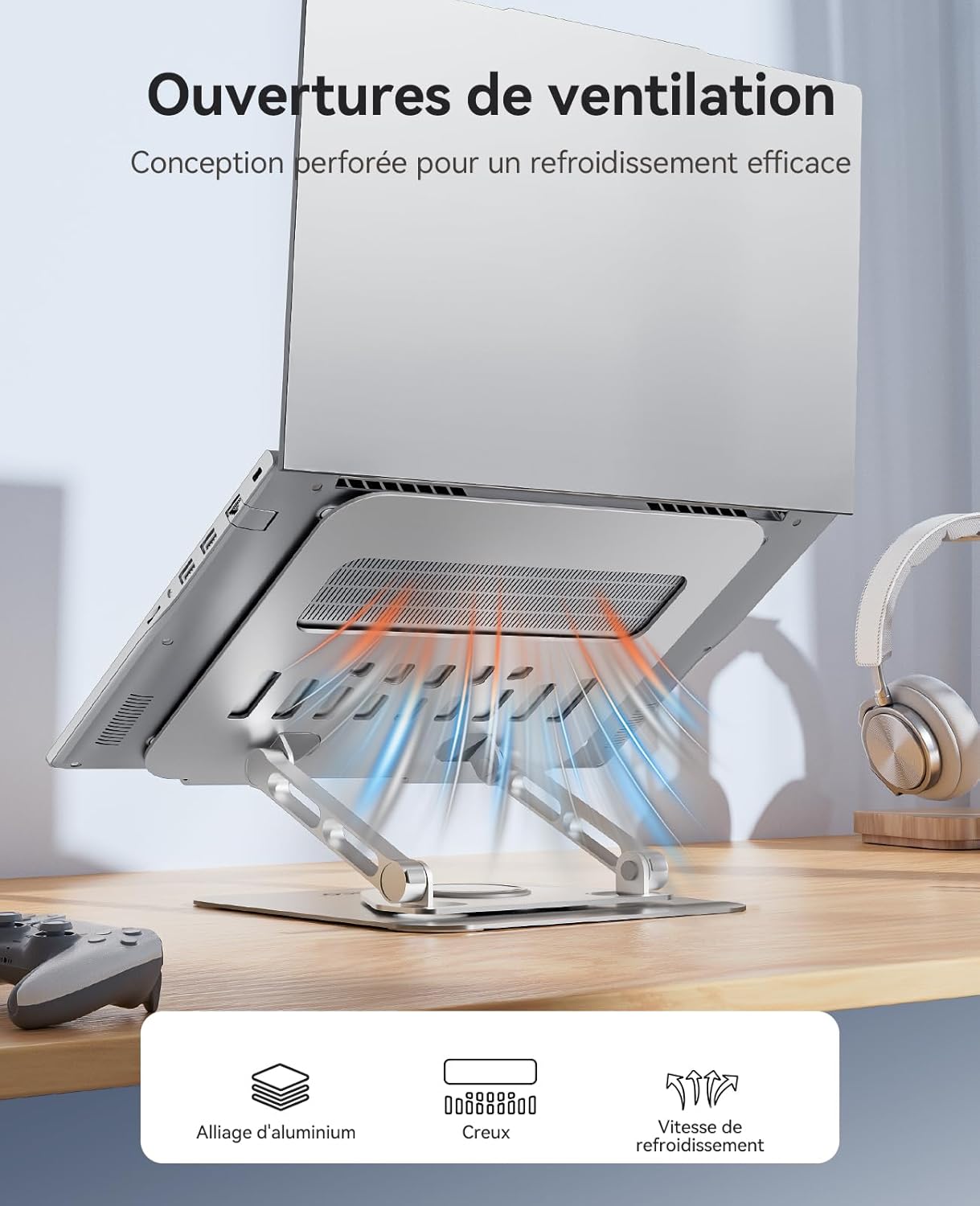 Thumbnail 3 de ORICO Support Ordinateur Portable Ergonomique Rotatif 360° (ST12) – Argent, 10–17,3 po