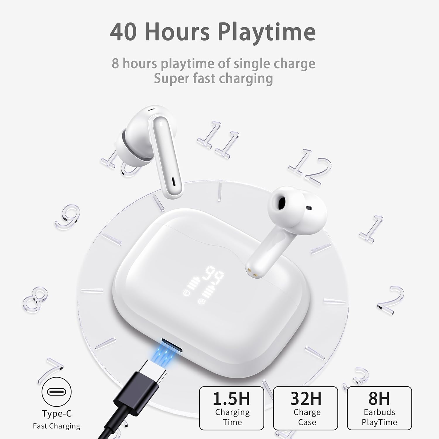 Thumbnail 3 de xinwld kabellose Bluetooth In-Ear-Kopfhörer mit Noise-Cancelling-Mics, IP7 und LED-Case